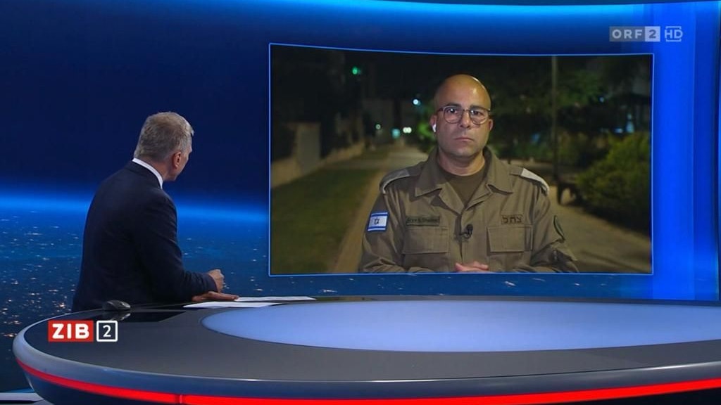 Armeesprecher Arye Sharuz Shalicar war aus Israel in die "ZiB 2" zugeschalten.