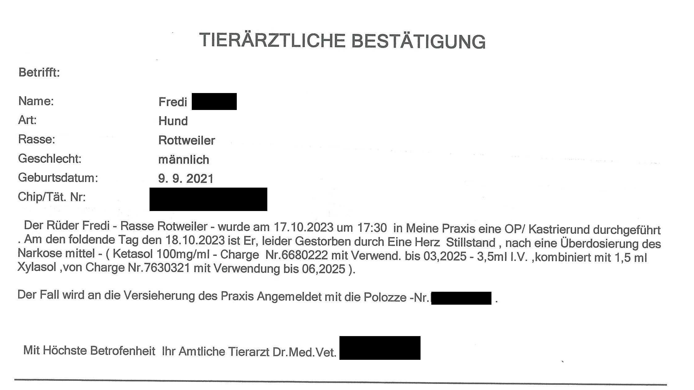 "Dieses Schreiben macht meinen Hund auch nicht wieder lebendig", so die Besitzerin. 