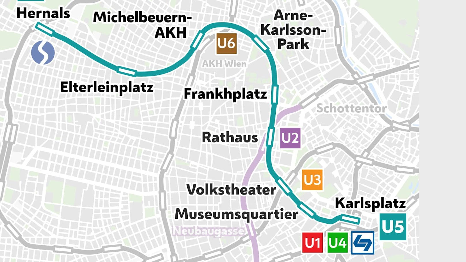 Neue Strecke der Linie U5 - Öffi-Ausbau U2xU5
