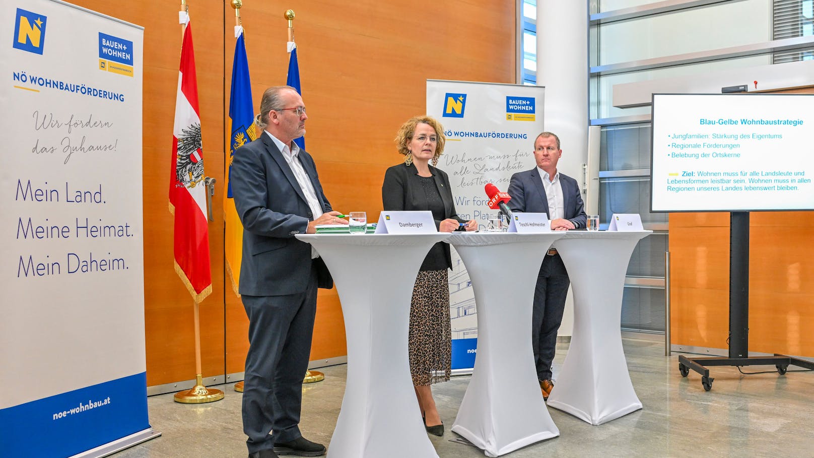 Christiane Teschl-Hofmeister, Manfred Damberger und Stefan Graf stellten die vier Maßnahmen im Rahmen einer Pressekonferenz vor.