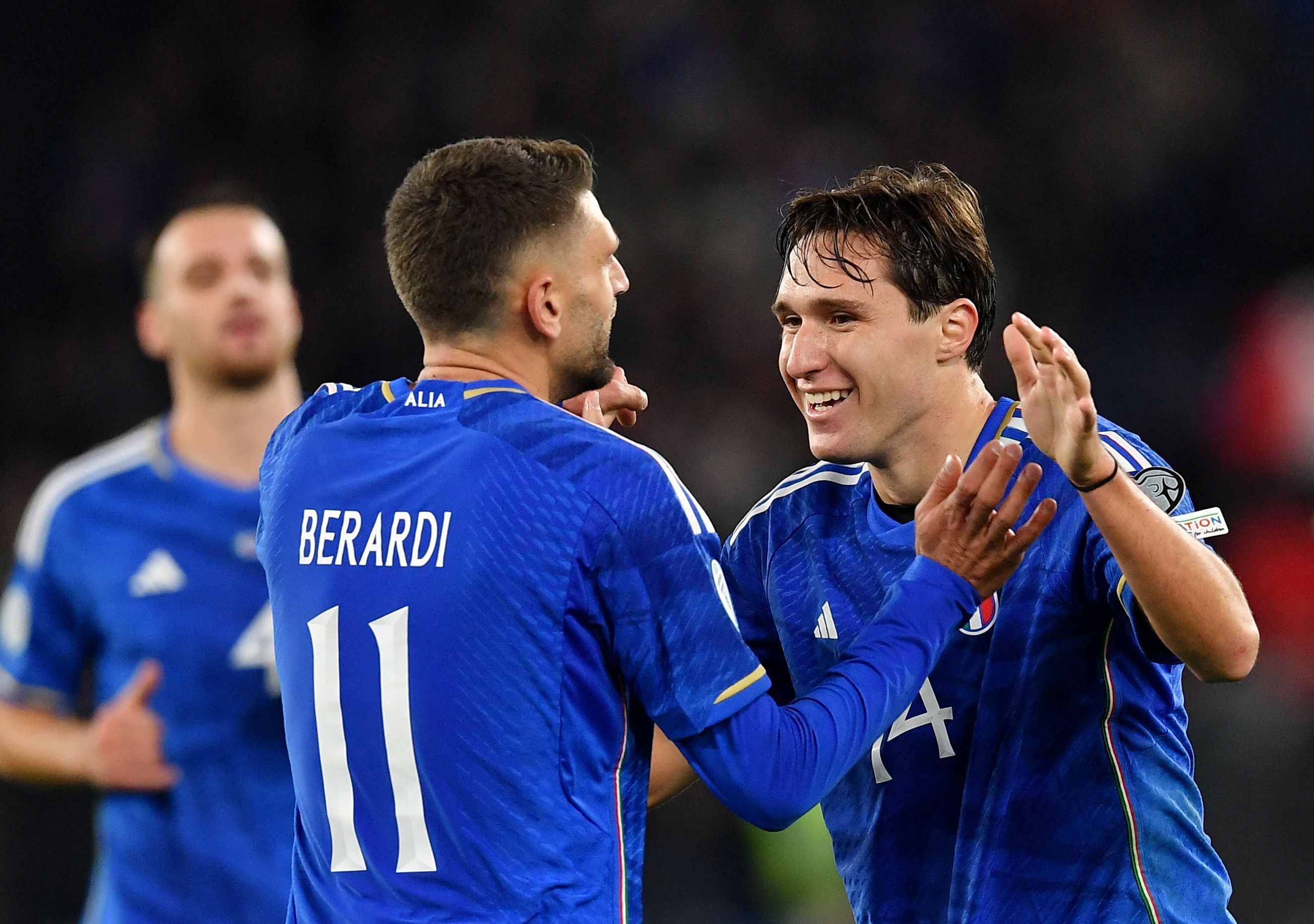 Italien jubelt gegen Nordmazedonien. 