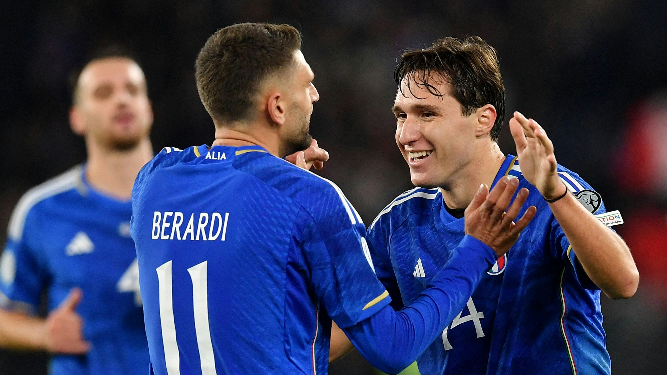 Italien jubelt gegen Nordmazedonien. 