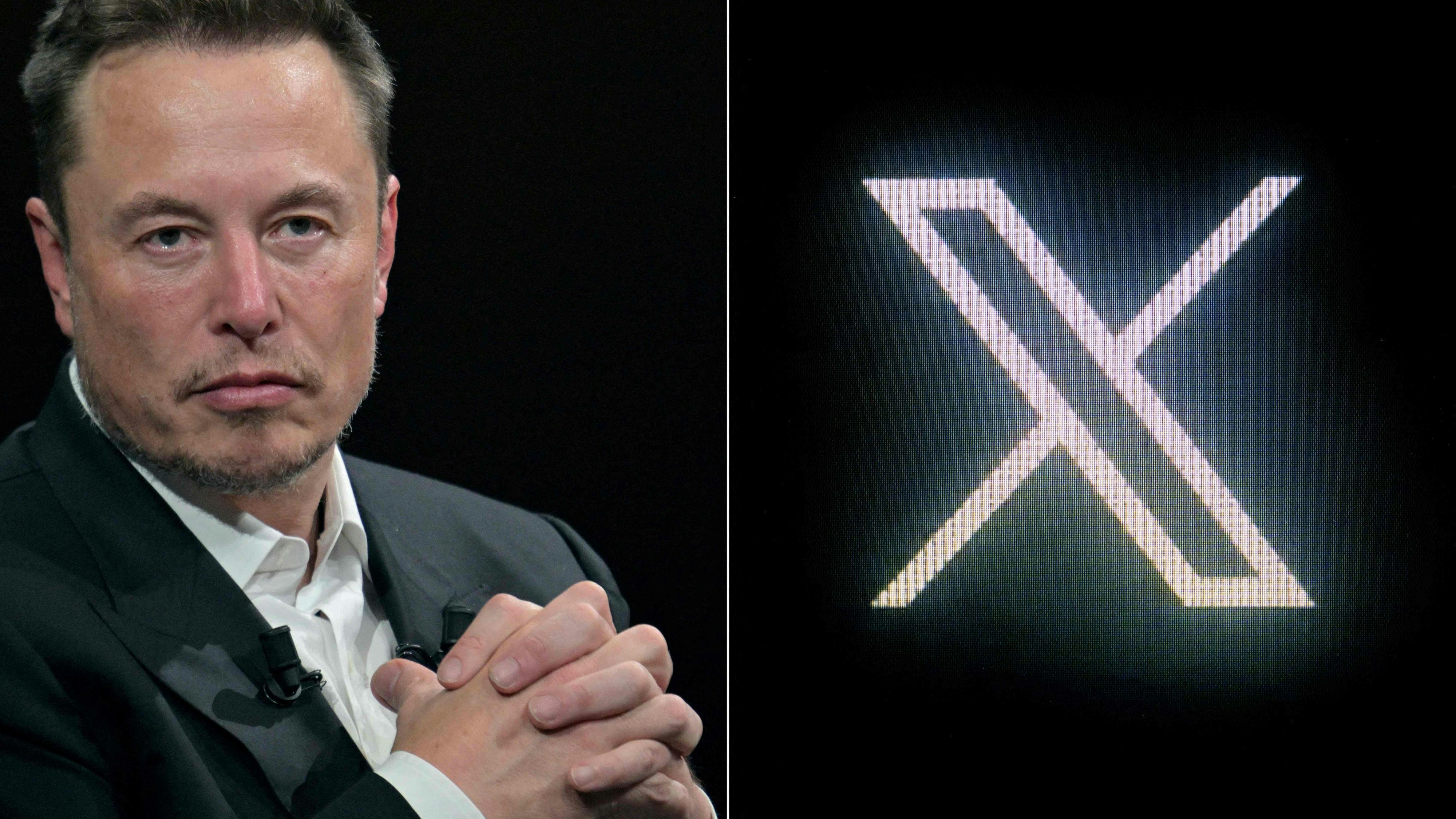 Download von www.picturedesk.com am 18.11.2023 (11:40).  (FILES) (COMBO) This file combination image of two pictures created on October 10, 2023, shows (L) SpaceX, Twitter and electric car maker Tesla CEO Elon Musk during his visit at the Vivatech technology startups and innovation fair in Paris on June 16, 2023, and (R) the new Twitter logo rebranded as X, pictured on a screen in Paris on July 24, 2023. The social media site X, formerly known as Twitter, announced October 17, 2023 that it has begun charging new users in New Zealand and the Philippines to use basic features like posting messages. (Photo by ALAIN JOCARD / AFP) - 20231010_PD17845 - Rechteinfo: Rights Managed (RM) Nur für redaktionelle Nutzung! Werbliche Nutzung erfordert Freigabe: bitte schicken Sie uns eine Anfrage.
