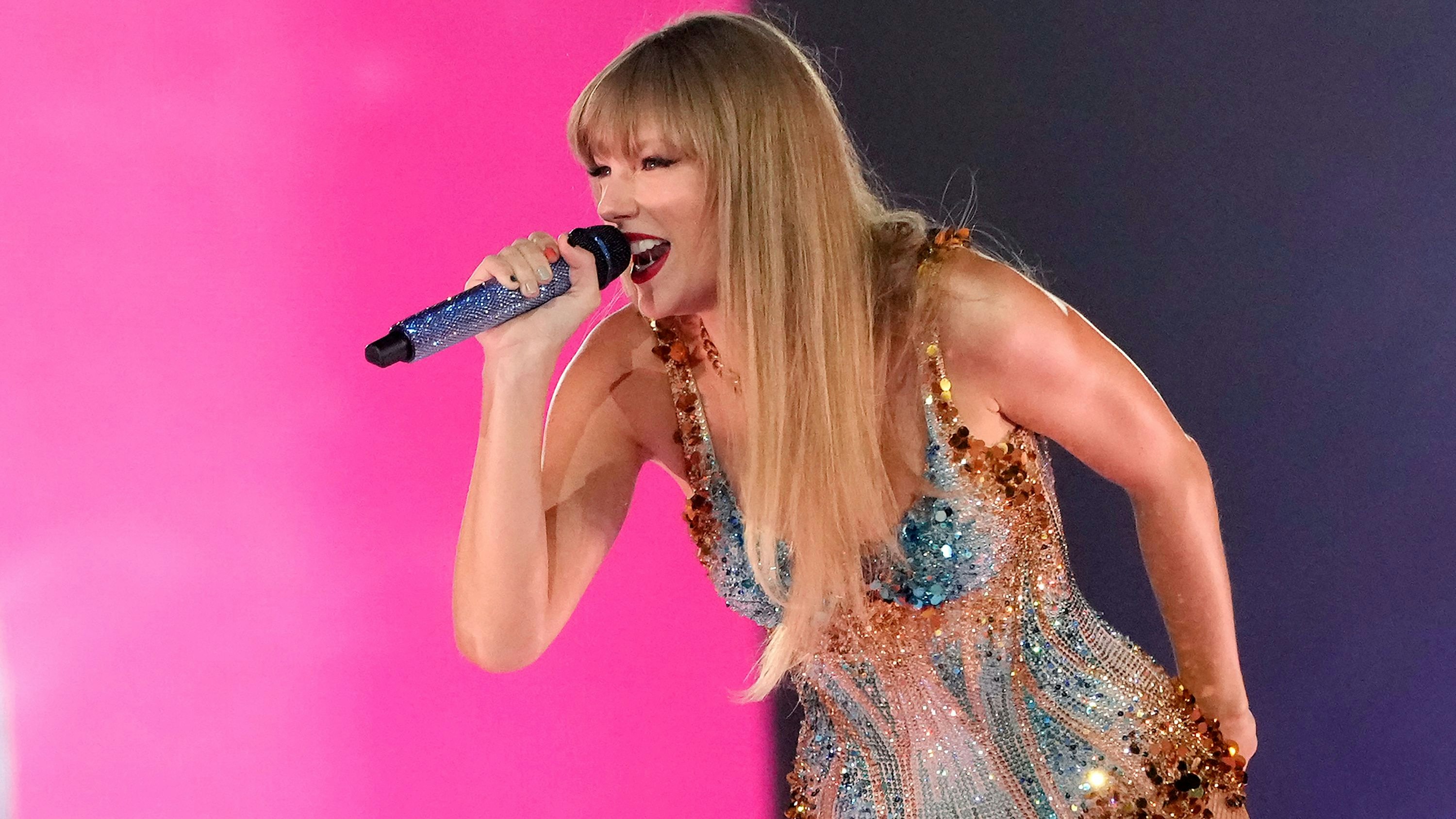 Taylor Swift performs during "The Eras Tour," Monday, Aug. 7, 2023, at SoFi Stadium in Los Angeles.