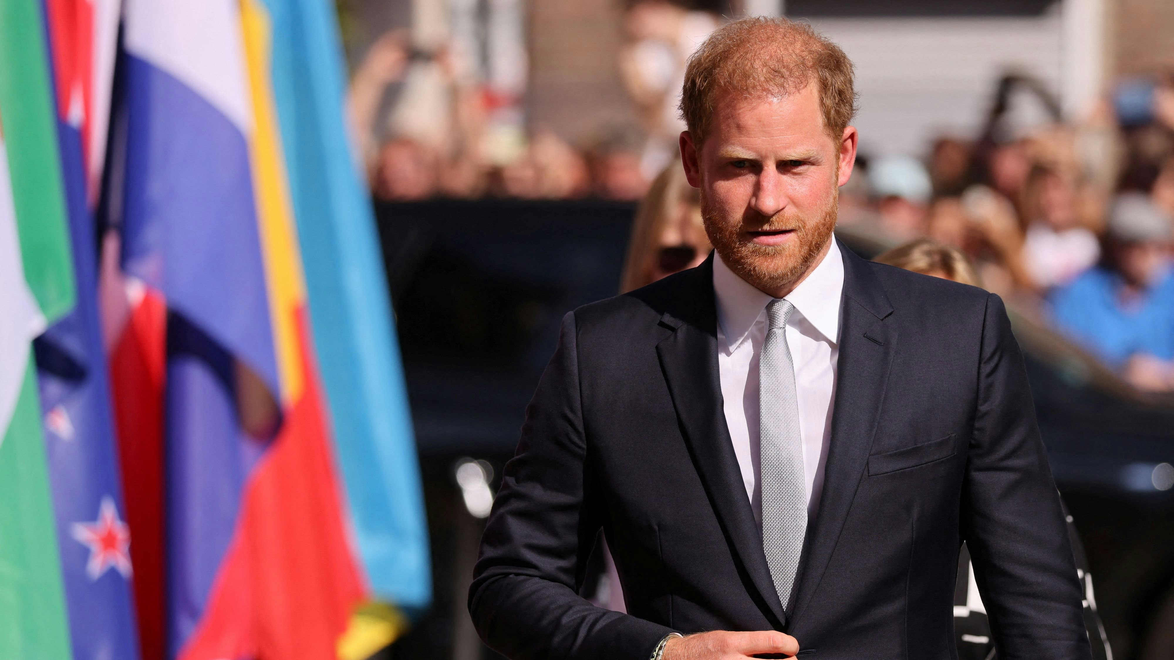 Britain's Prince Harry arrives ahead of the opening ceremony of the Invictus Games, in Duesseldorf, Germany, September 9, 2023. REUTERS/Thilo Schmuelgen