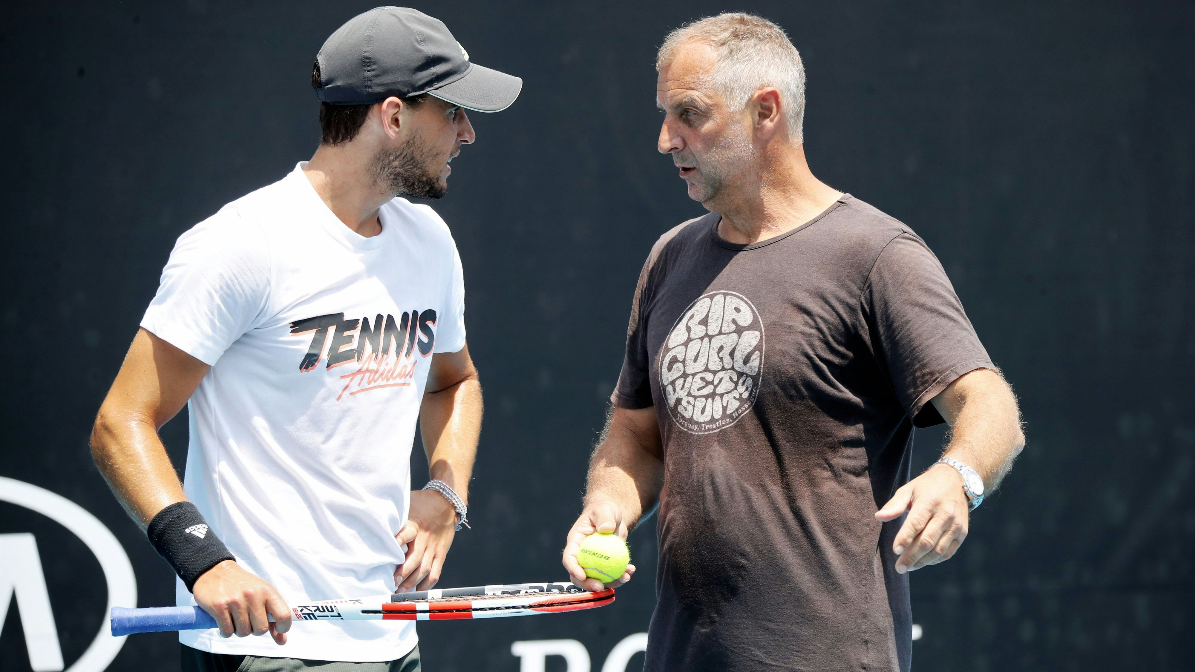 Dominic Thiem und Thomas Muster beim Training.