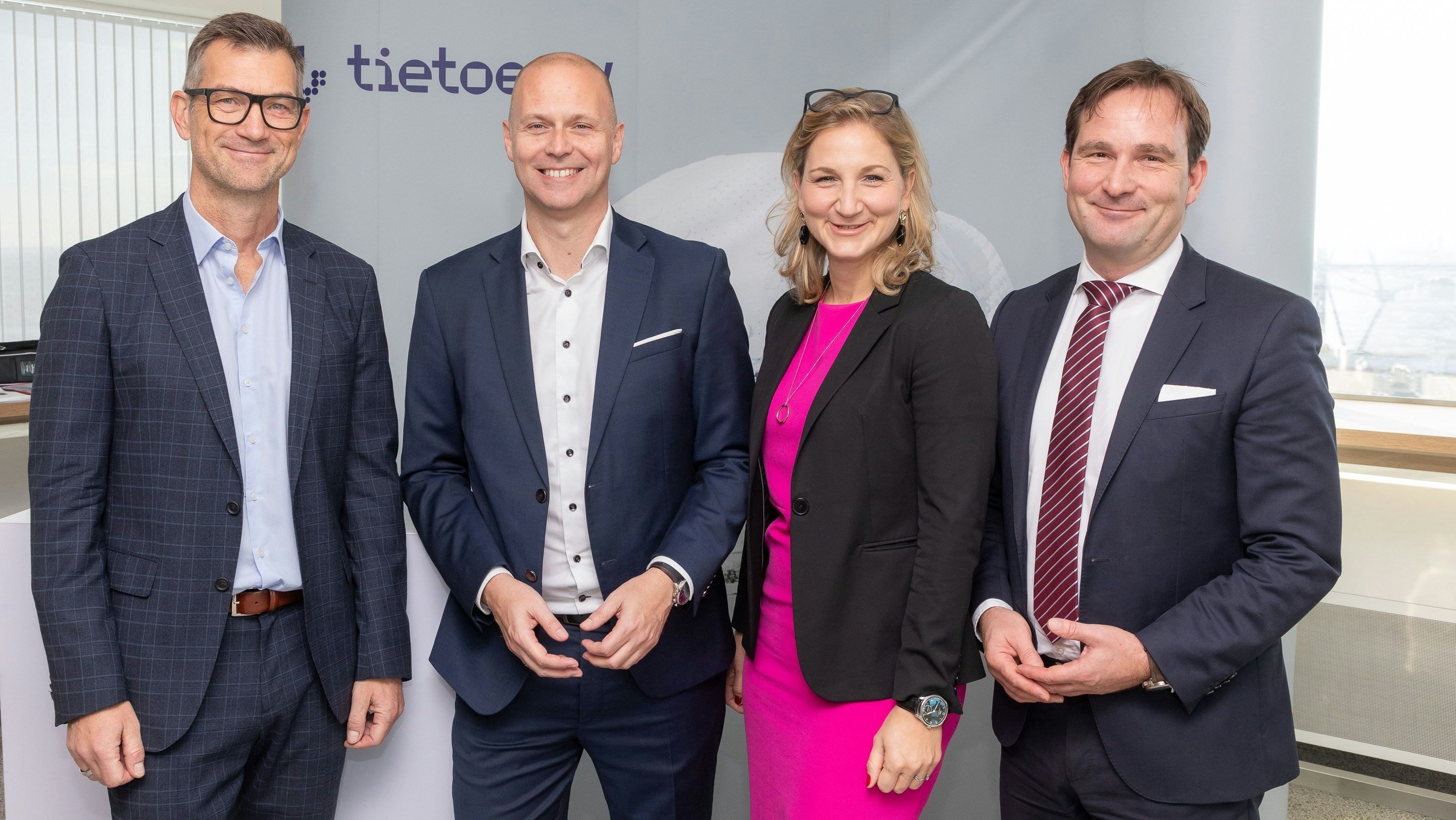 Lukas Keller (Head of Business Development, Tietoevry Austria), Robert Kaup (Geschäftsführer, Tietoevry Austria), Christina Wilfinger (Managing Director, SAP Österreich), Hermann Erlach (General Manager, Microsoft Österreich)