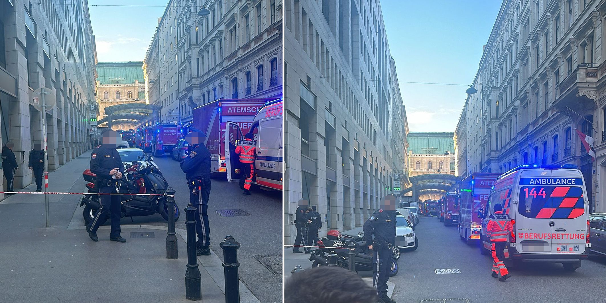 Großeinsatz in der Wiener Innenstadt: Die Einsatzkräfte in der Mahlerstraße