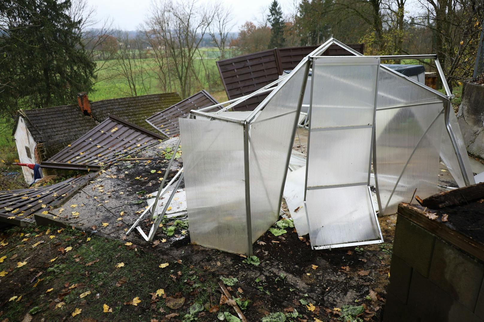 Der Drogenlenker krachte in das Glashaus, das dadurch total zerstört wurde.