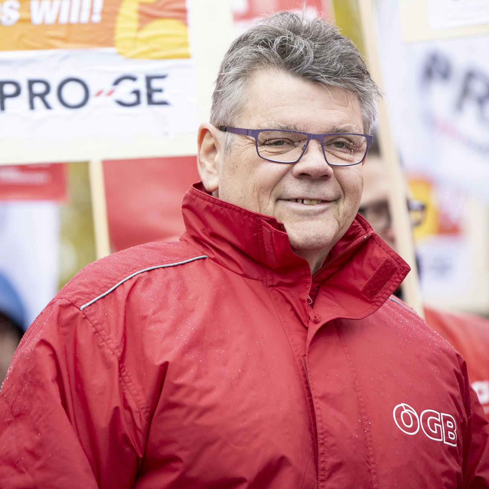 ÖGB-Präsident Wolfgang Katzian (SPÖ) am Freitag, 24. November 2023, während einer Solidaritätskundgebung für die Beschäftigten der Metallindustrie in Wien.