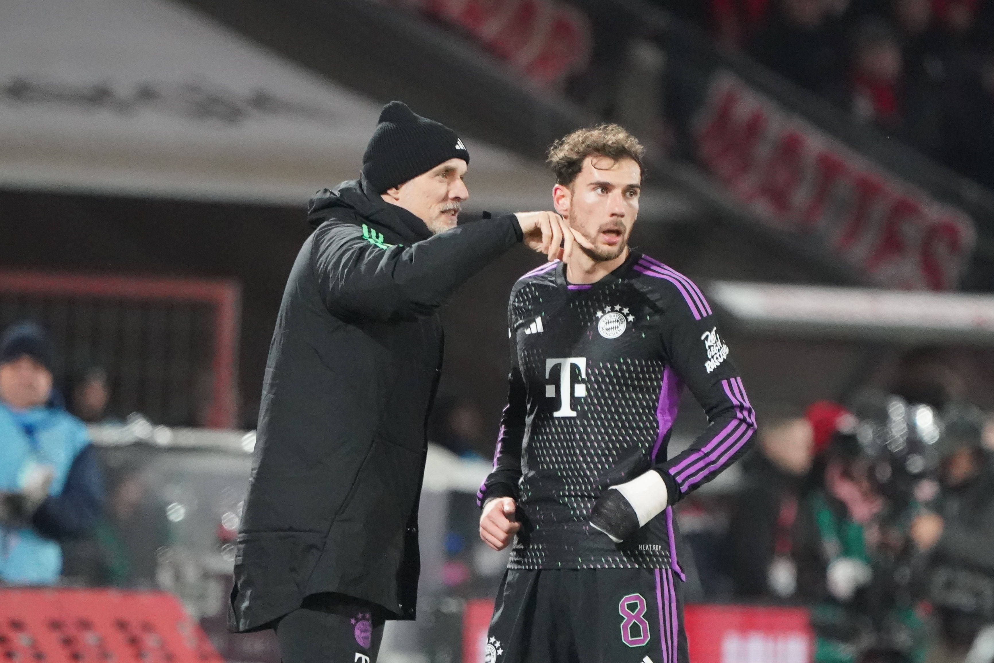 Bayern-Trainer Thomas Tuchel mit Leon Goretzka