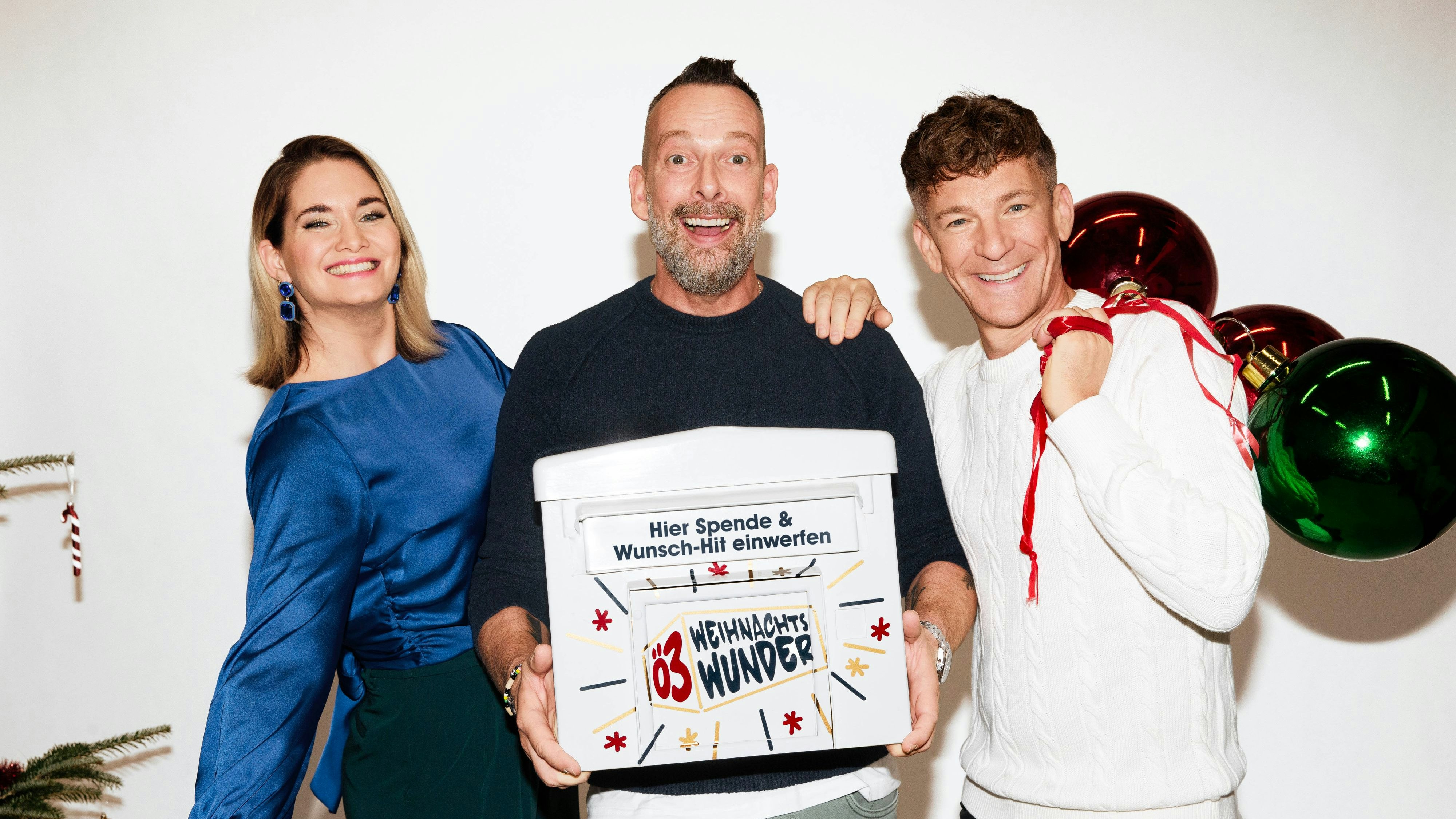 Gabi Hiller, Robert Kratky und Andi Knoll erfüllen wieder Wunschhits im "Ö3-Weihnachtswunder"