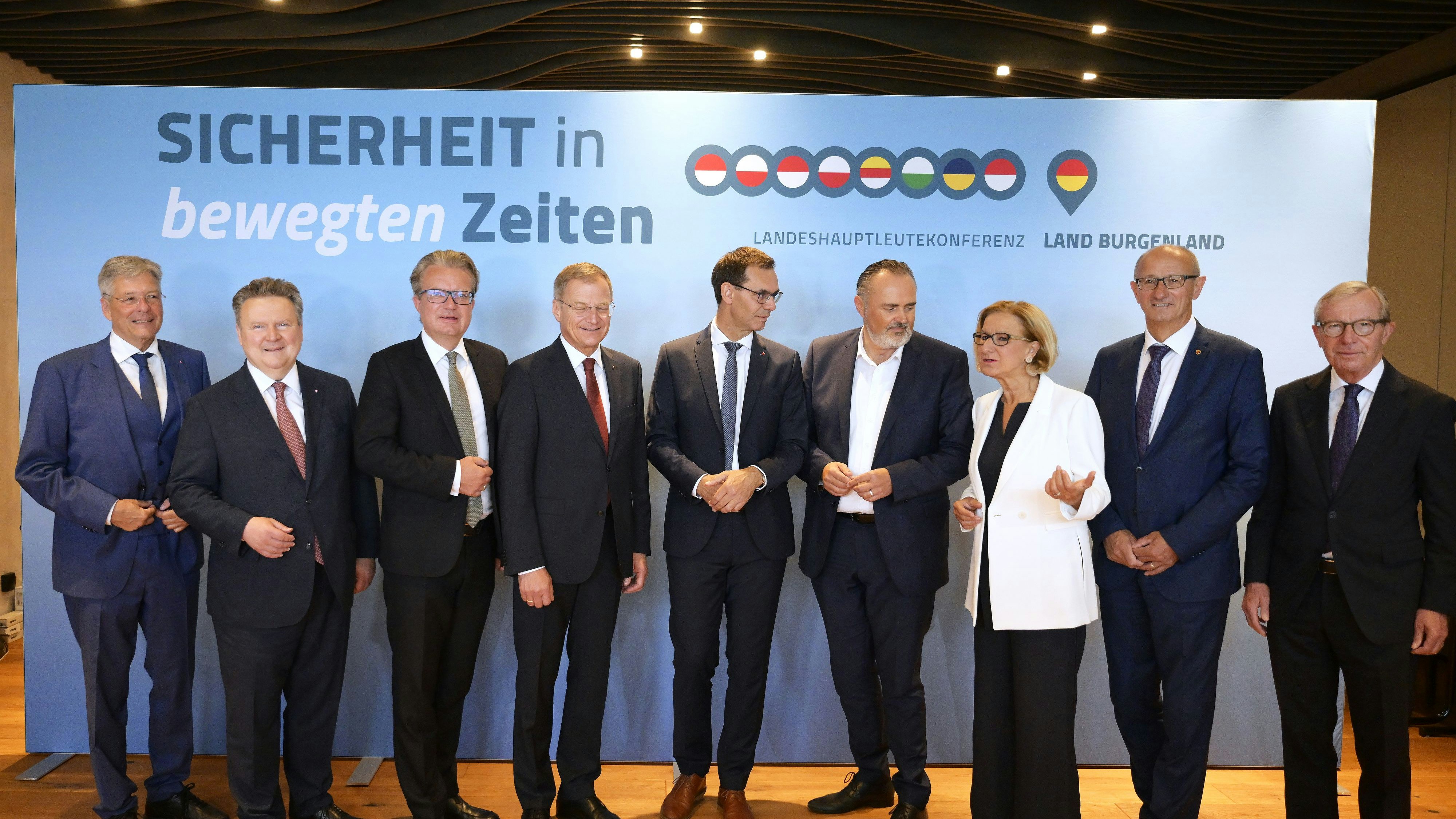 v.L.n.R.: Die Landeshauptleute Peter Kaiser, Michael Ludwig, Christopher Drexler, Thomas Stelzer, Markus Wallner, Hans Peter Doskozil und Johanna Mikl-Leitner Anton Mattle und Wilfried Haslauer im Rahmen der Landeshauptleutekonferenz am Mittwoch, 7. Juni 2023.