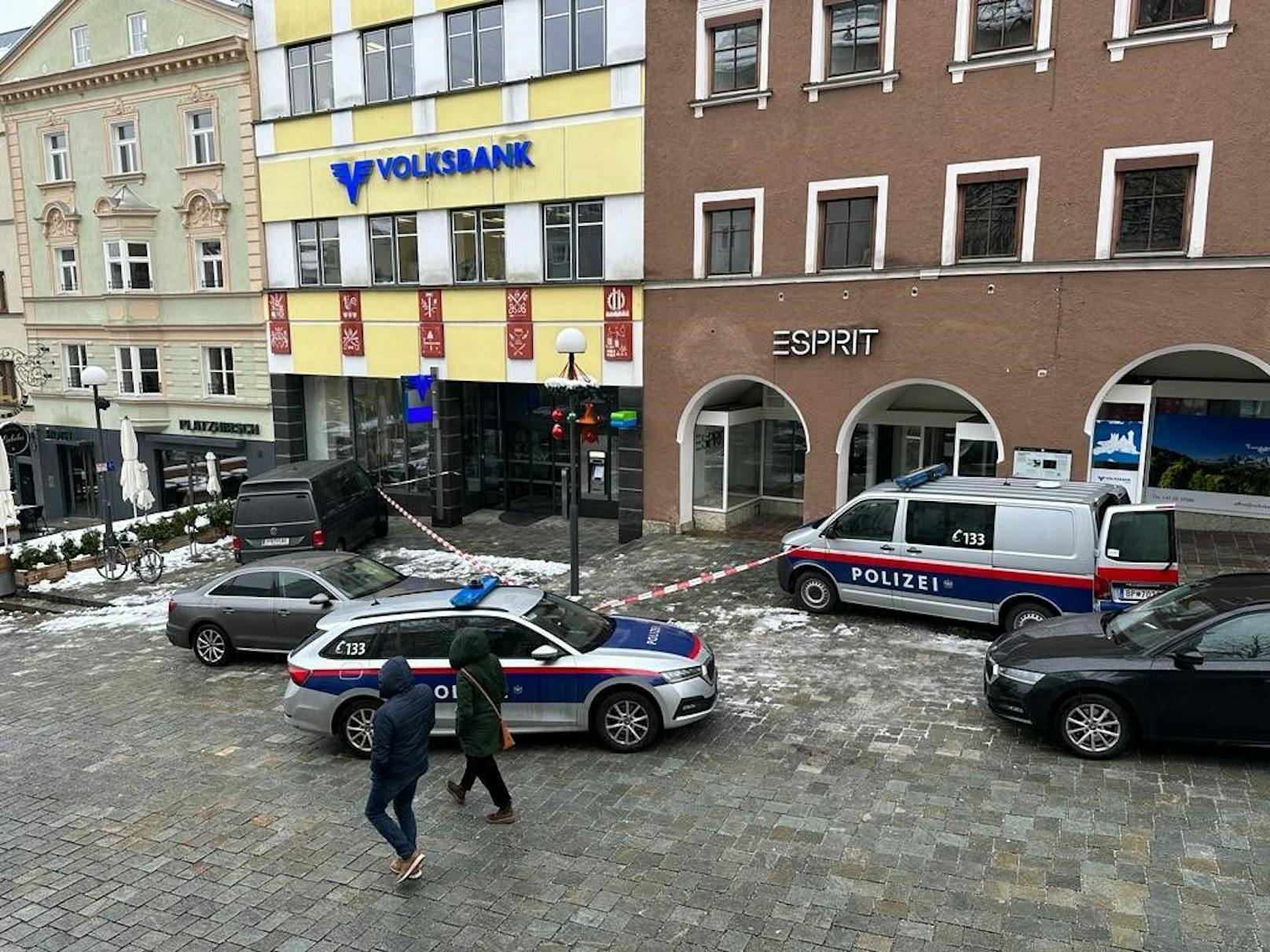 Mehrere Polizeistreifen mit Suchhunden sind an der Alarmfahndung beteiligt.