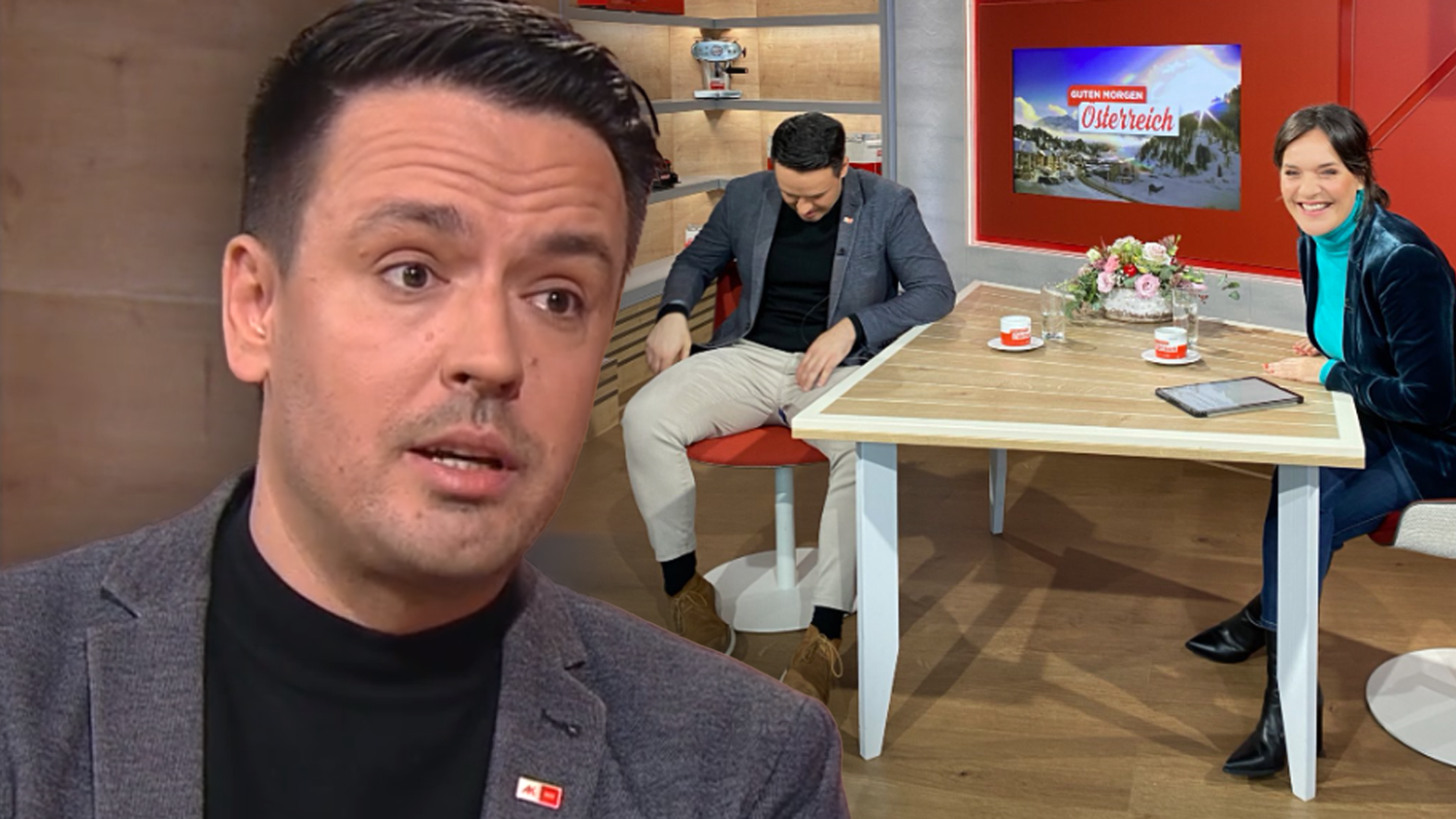 Damit hat Philipp Brokes bei seinem ORF-Besuch nicht gerechnet.