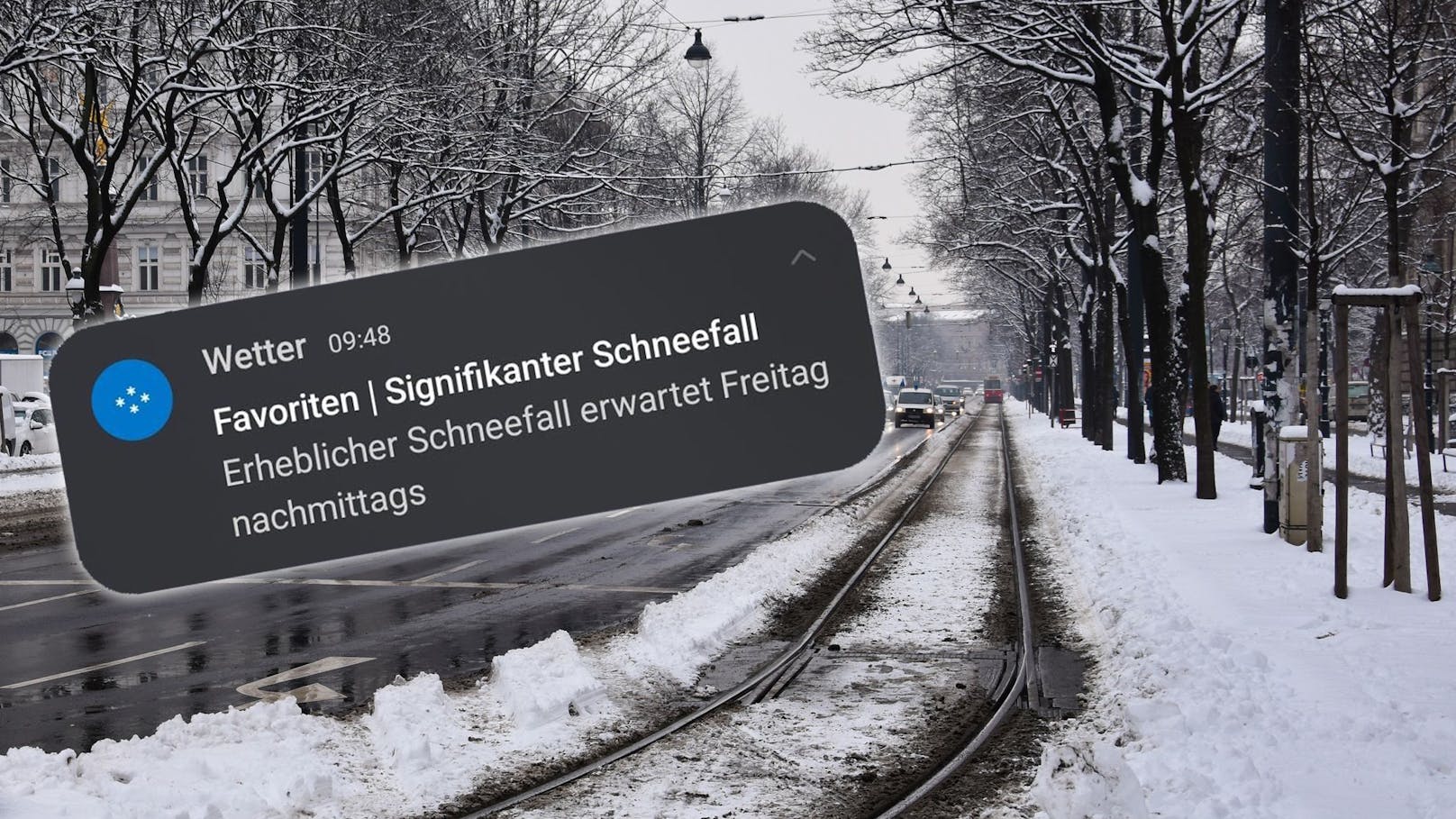 Wien wird am Freitag von einer Winter-Walze heimgesucht. Per Handy wird bereits gewarnt.