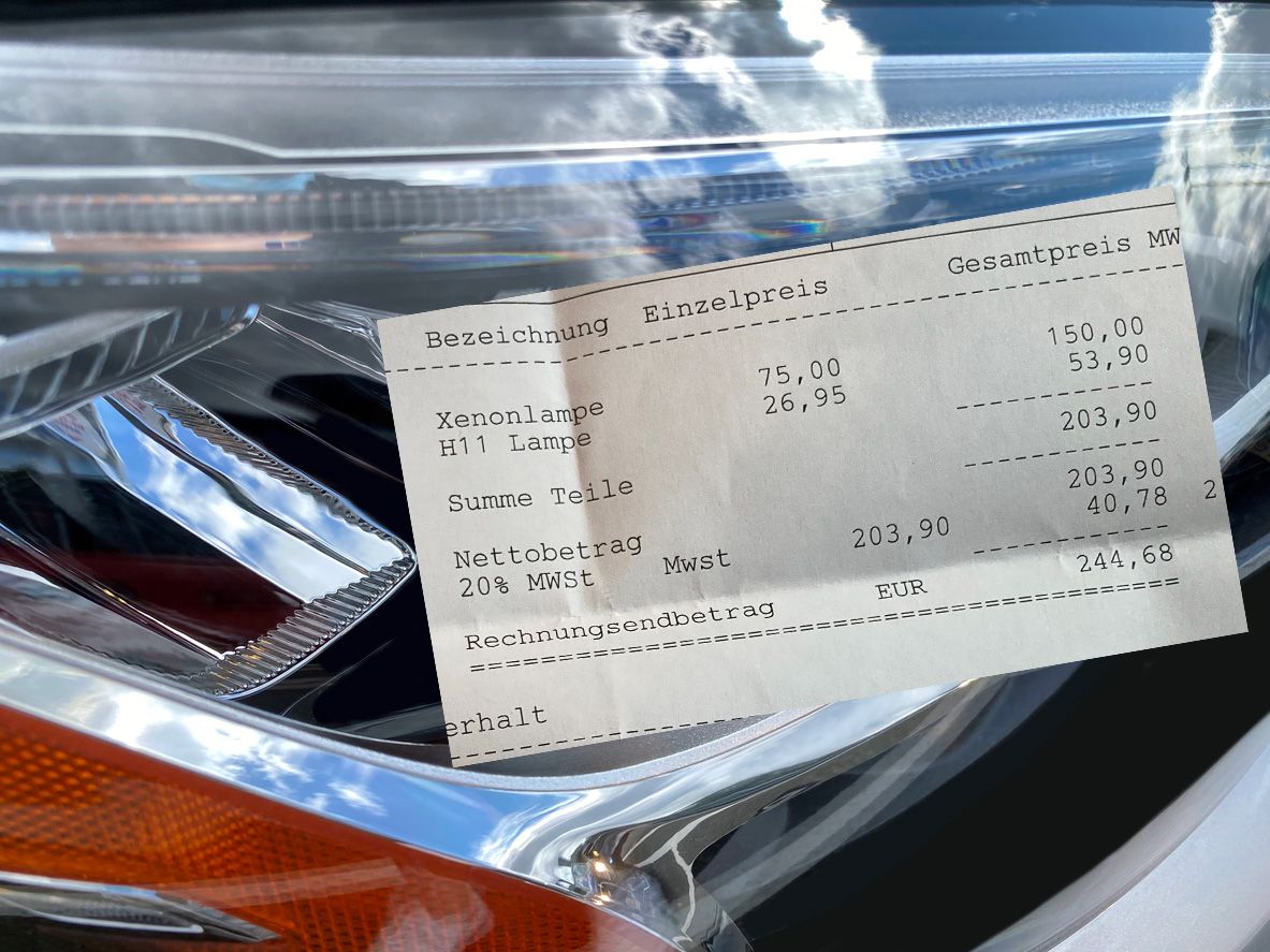 244,68 Euro für zwei Xenonlampen und zwei H11-Lampen.