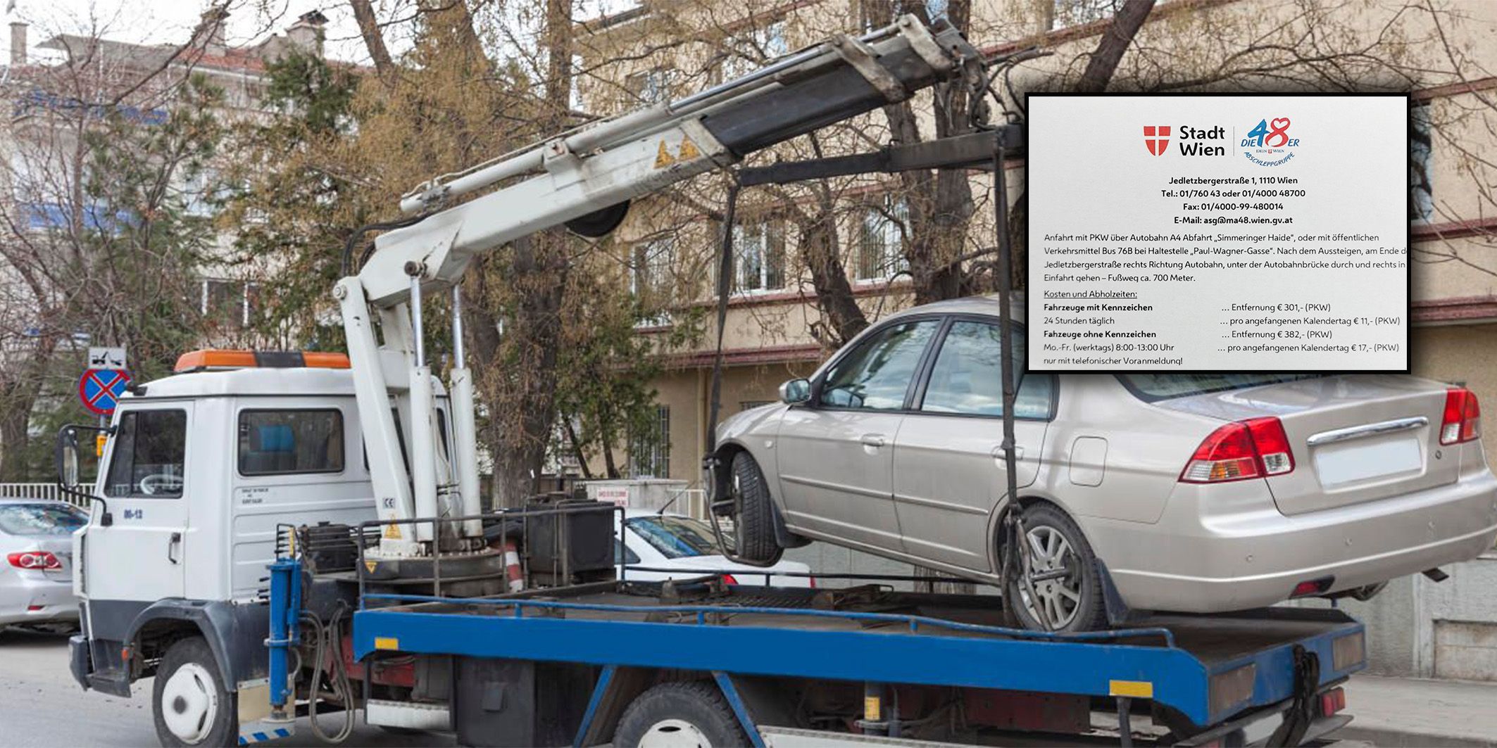 Der Abschlepp-Service der Stadt Wien ist seit 1. Dezember um 14 Prozent teurer.