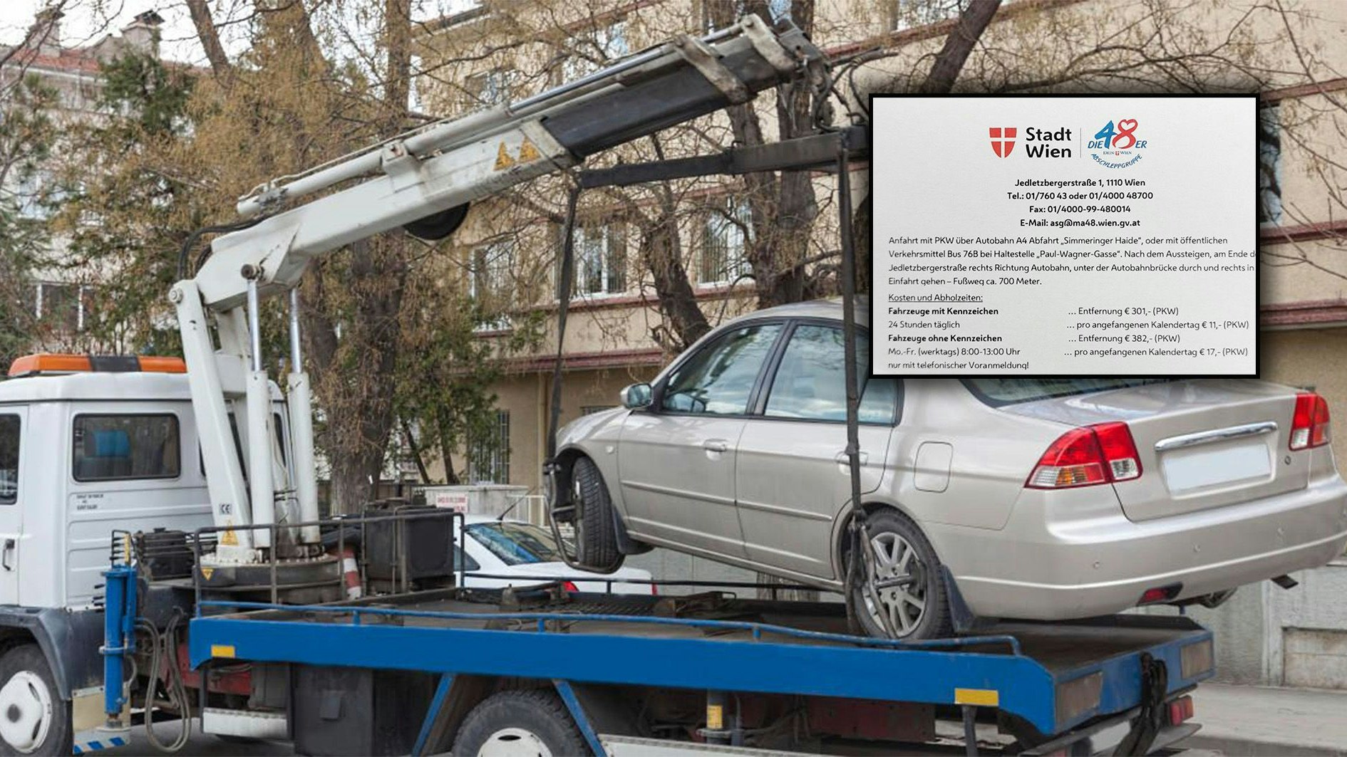 Der Abschlepp-Service der Stadt Wien ist seit 1. Dezember um 14 Prozent teurer.