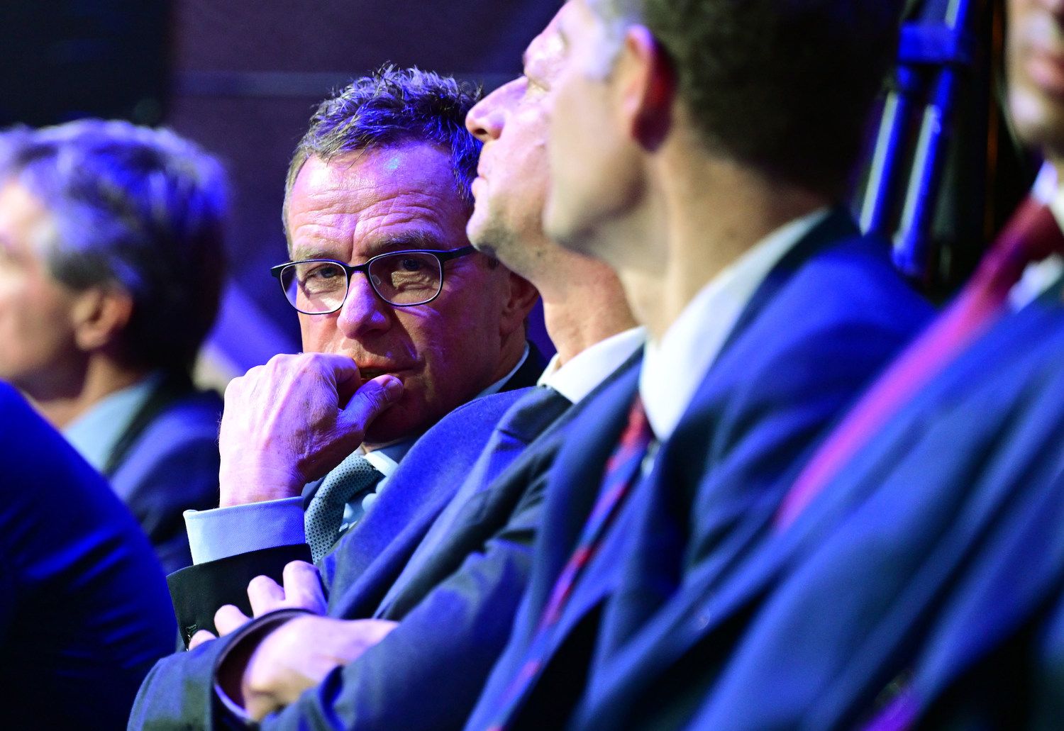 ÖFB-Teamchef Ralf Rangnick bei der Auslosung in Hamburg.