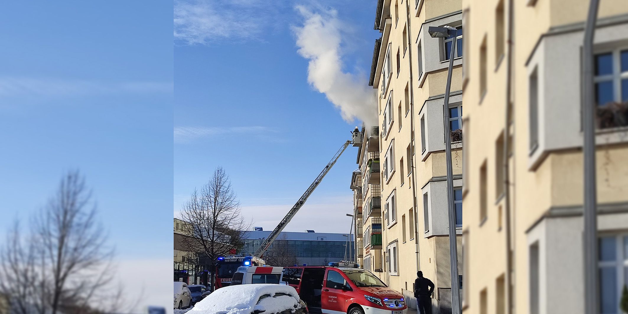 Große Rauchwolke in Wien-Leopoldstadt. Bewohnerin flüchtet ins Stiegenhaus.