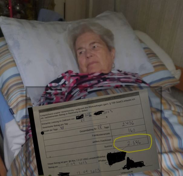Erika W. muss alleine für ihre 24h-Stunden Pflege zwischen 2.500 und 2.700 Euro bezahlen.