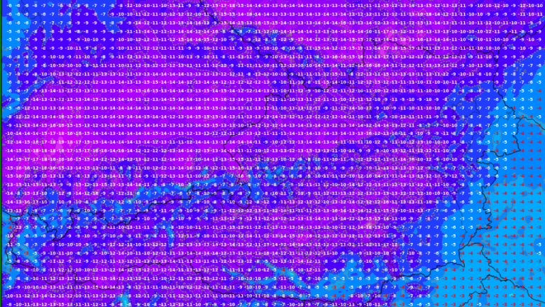 Prognose der Tiefstwerte am Montagmorgen vom ICON-D2-Modell