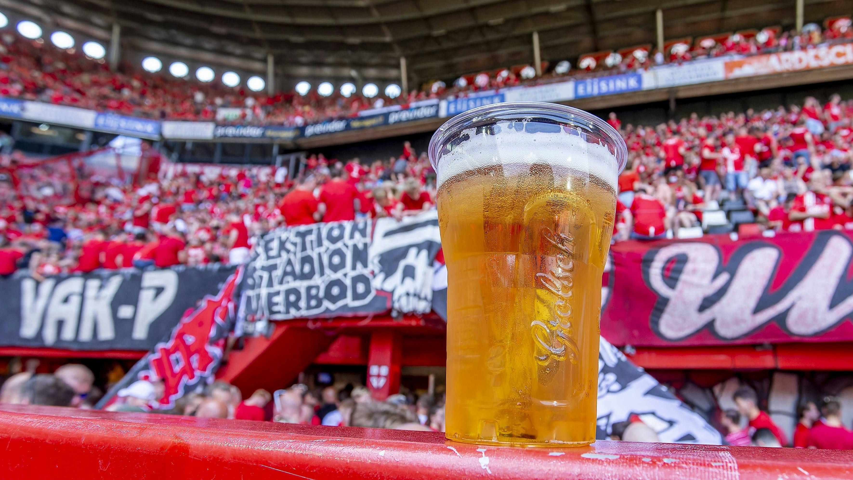 ENSCHEDE, 11-06-2023, De Grolsch Veste, Stadium of Twente. Dutch Eredivisie play offs season 2022-2023. Twente - Sparta. Stadium overview with beer during the game Twente - Sparta play off. Twente - Sparta play off PUBLICATIONxNOTxINxNED x21292388x Copyright: