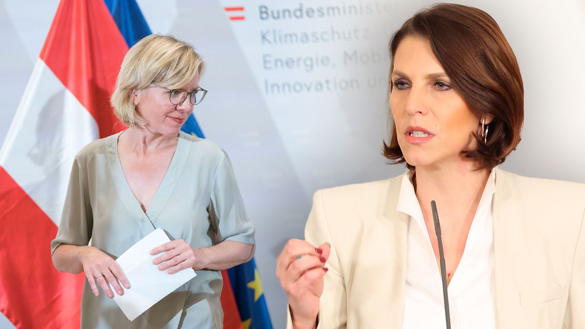 Krach um das Renaturierungsgesetz: Karoline Edtstadler (r., ÖVP) gegen Leonore Gewessler (Grüne).