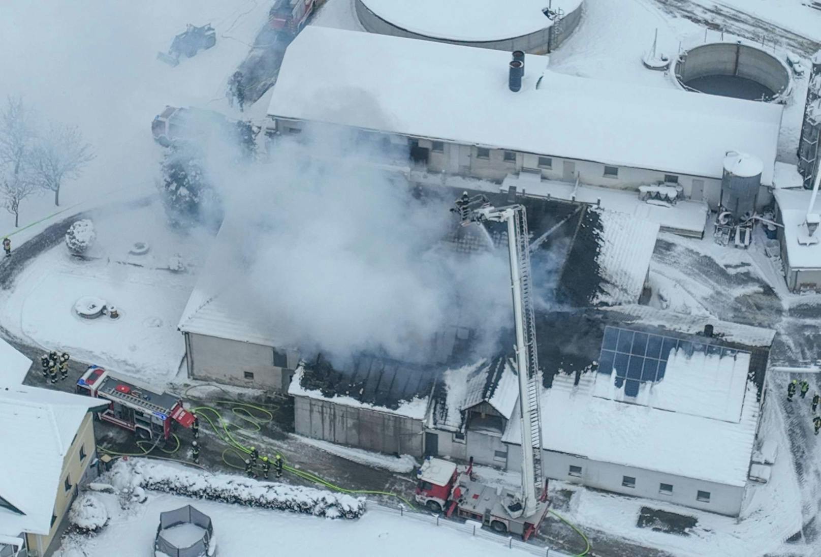 Auf einem Bauernhof bei Wieselburg brach ein Großbrand aus.