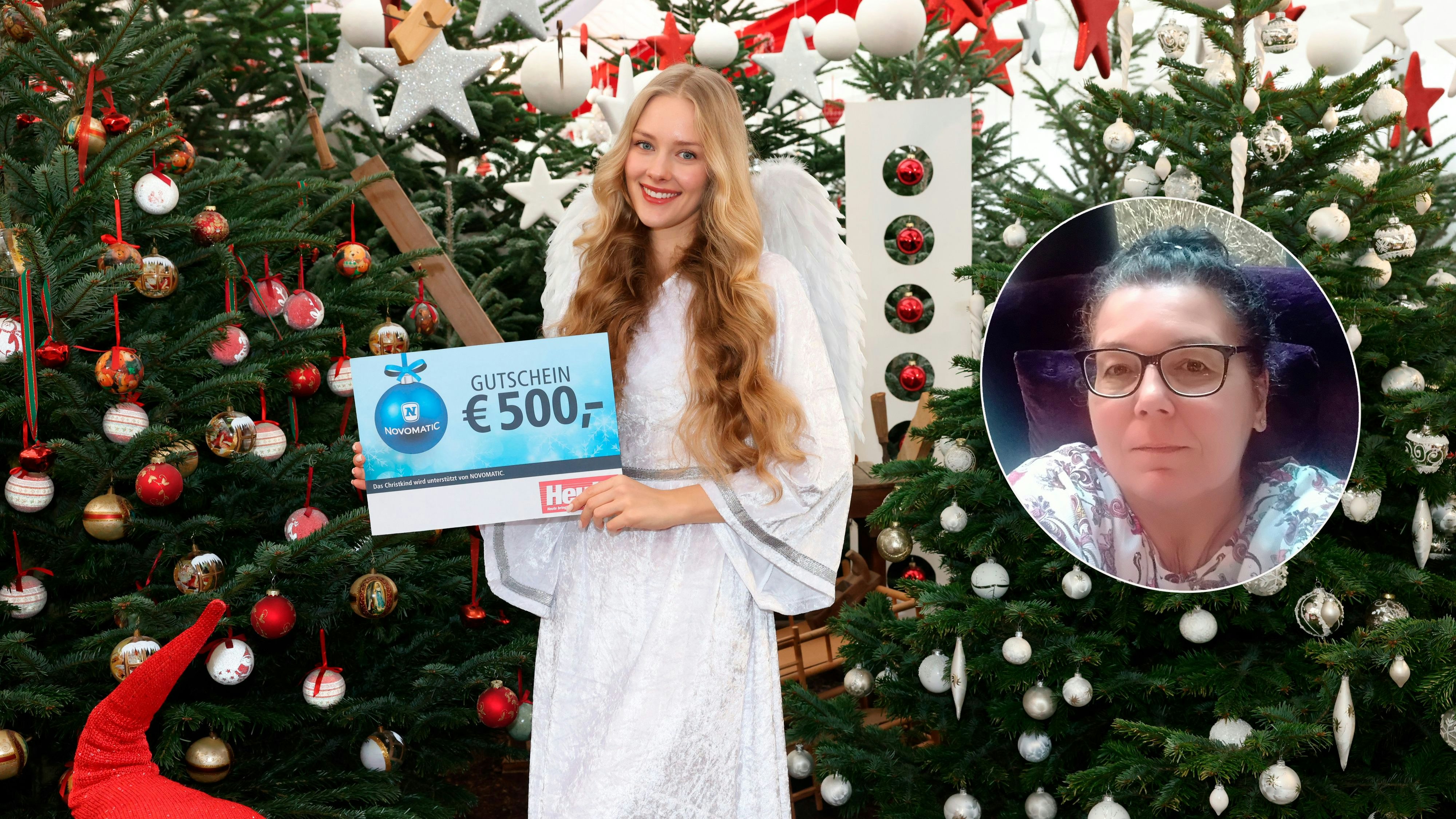 Erika bekommt ein neues Bett vom "Heute"-Christkind Alina geschenkt.