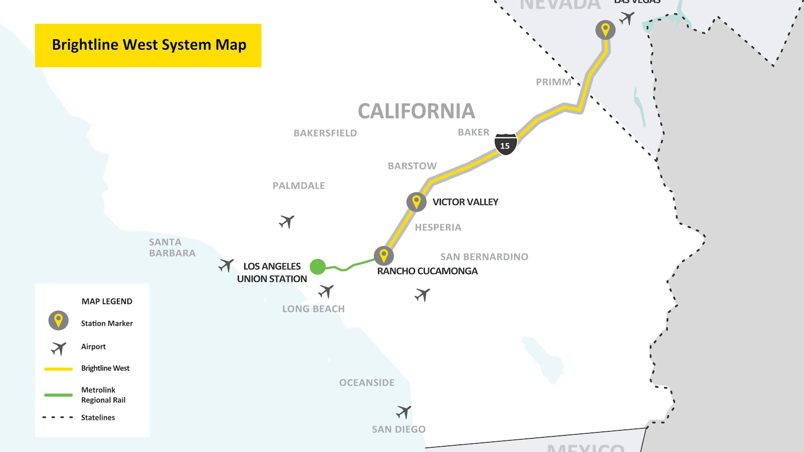 Die erste Hochgeschwindigkeitszugstrecke in den Vereinigten Staaten soll 2028 zwischen Las Vegas und Los Angeles eröffnet werden.
