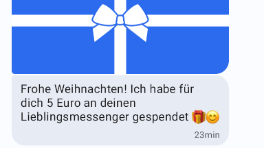 Im Messenger Signal kann man nun für Freunde spenden und Abzeichen verschenken.