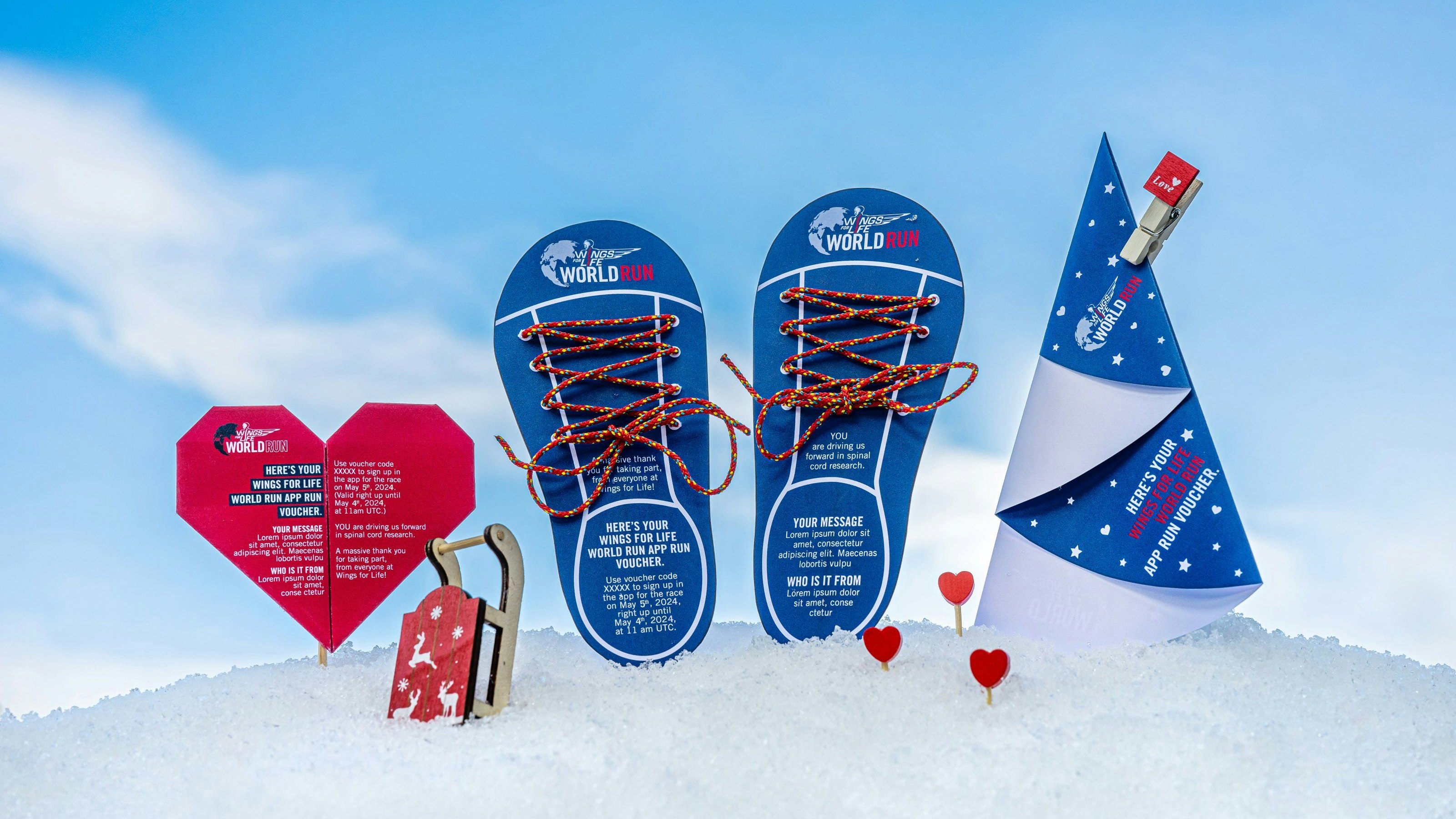 Weihnachtsgeschenk mit Herz: Do-It-Yourself Voucher für den Wings for Life World Run.