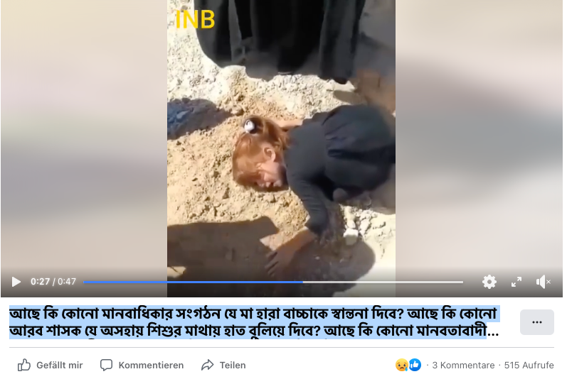 Das Video eines am Grab seiner Mutter trauernden Mädchens kursiert derzeit in den sozialen Medien. 