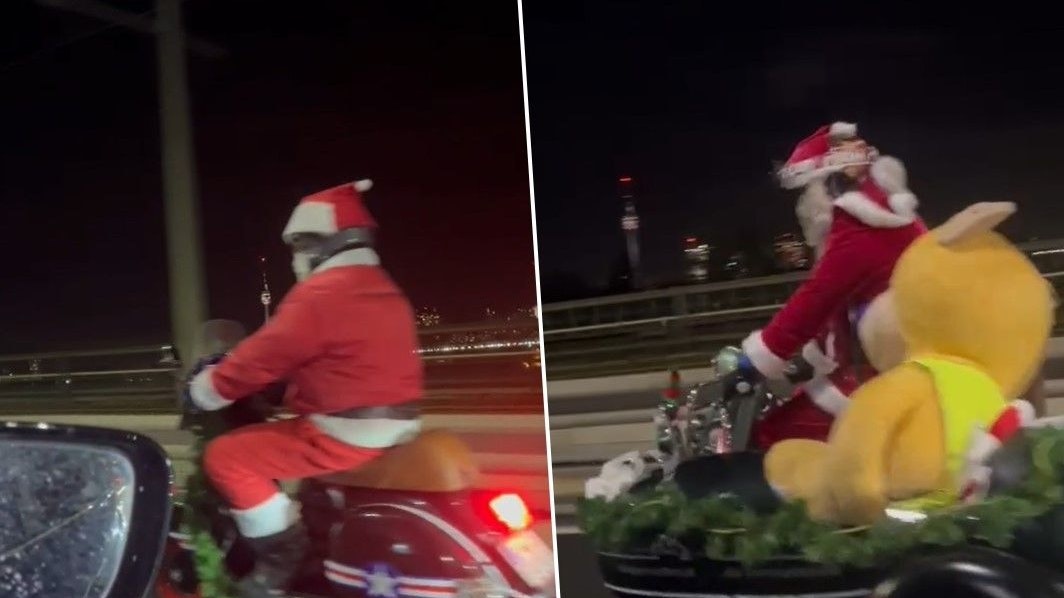 Skurril – Weihnachtsmänner düsen auf Mopeds durch Wien