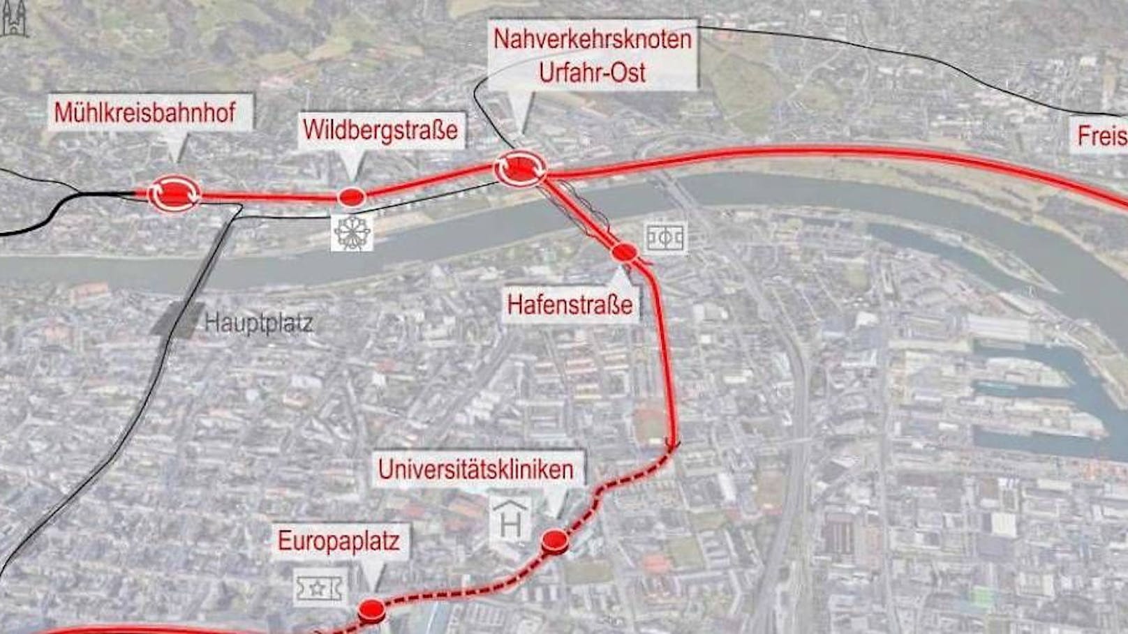 Die geplanten Routen der neuen Stadtbahn.