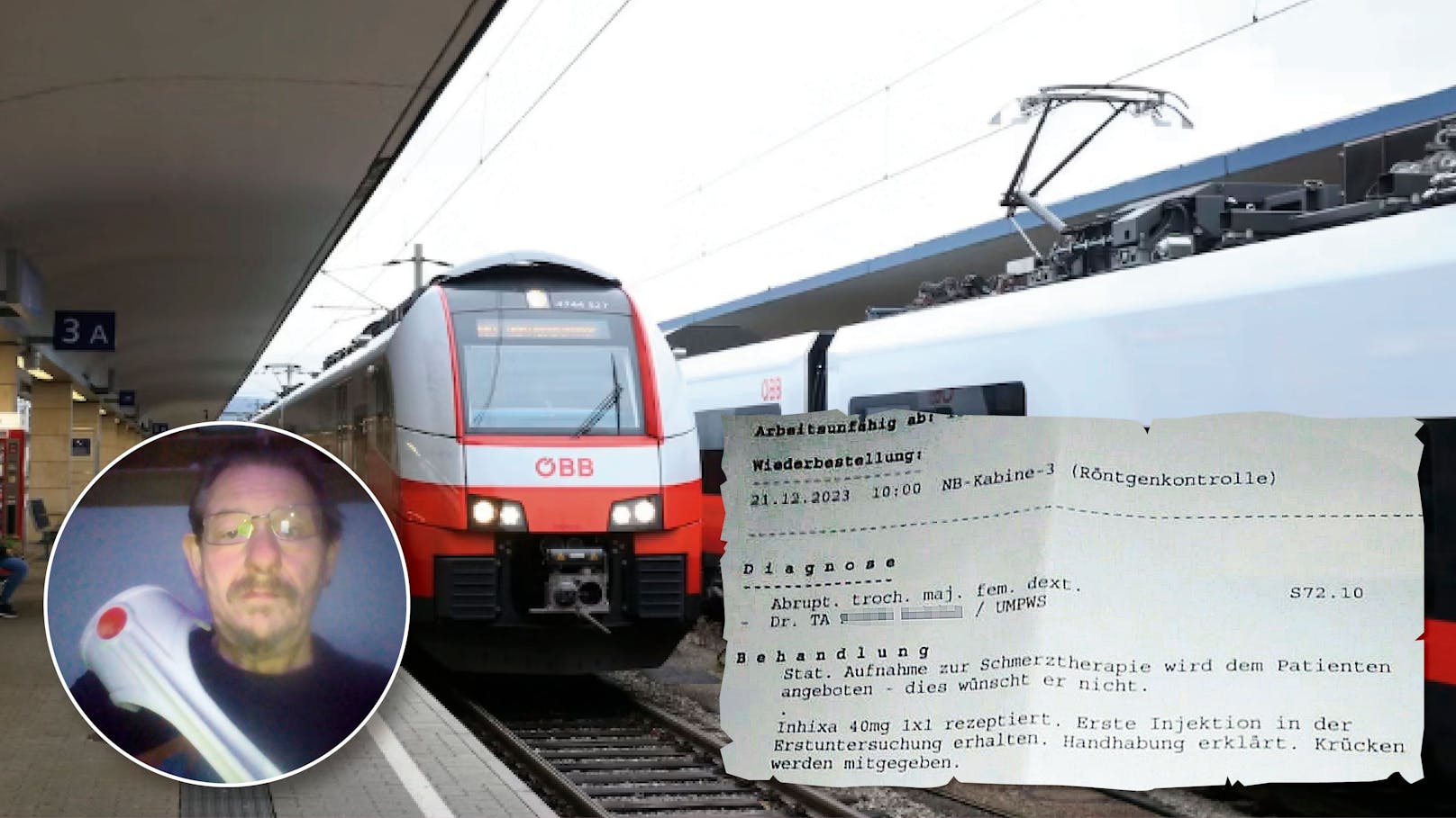 Witwer brach sich Hüfte vor Zug: "Kann nicht aufs Klo"