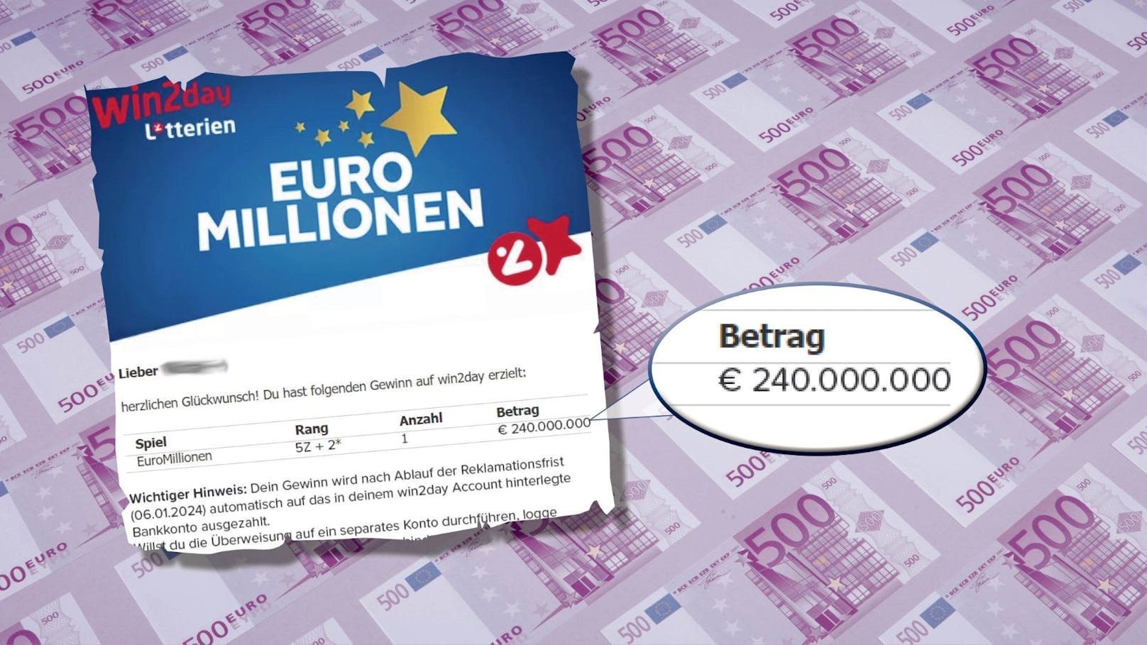 So sieht es aus, wenn du 240 Mio. Euro gewinnst