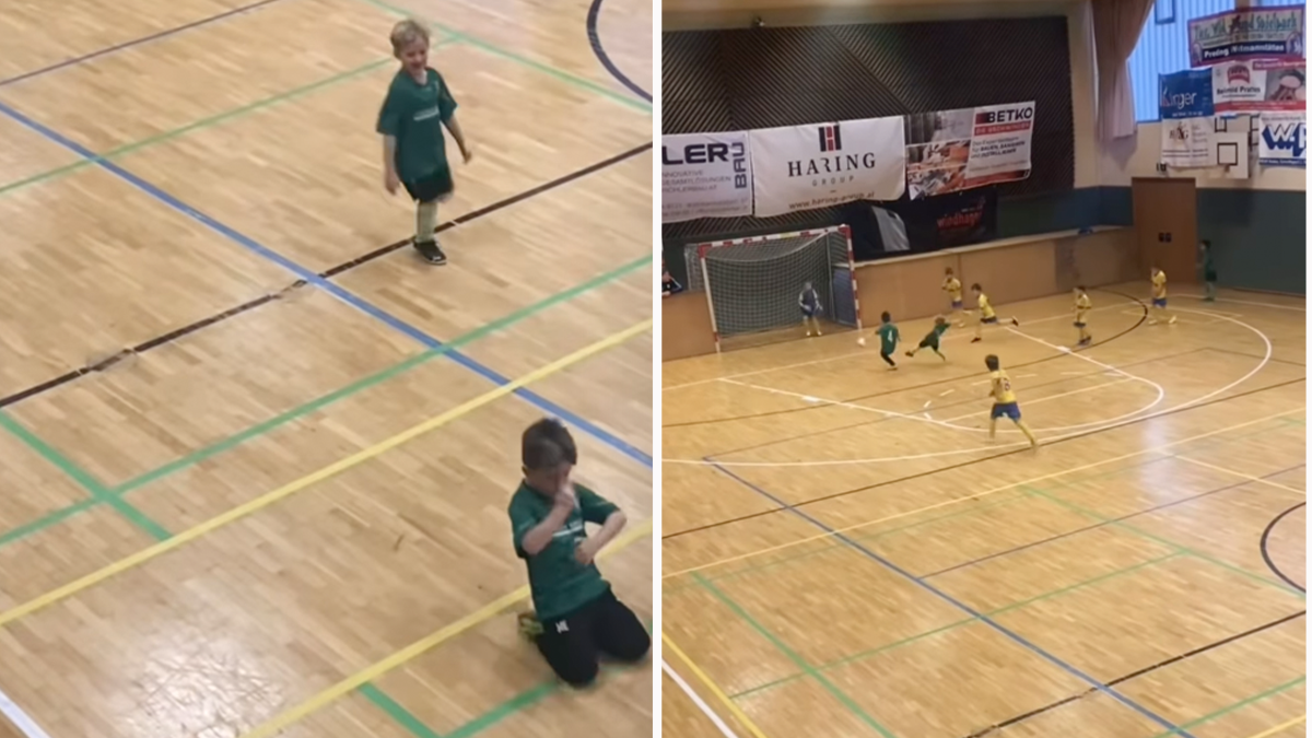 Mit seinem Jubel geht des Jugendkicker vom Grazer Verein, GSC, viral.