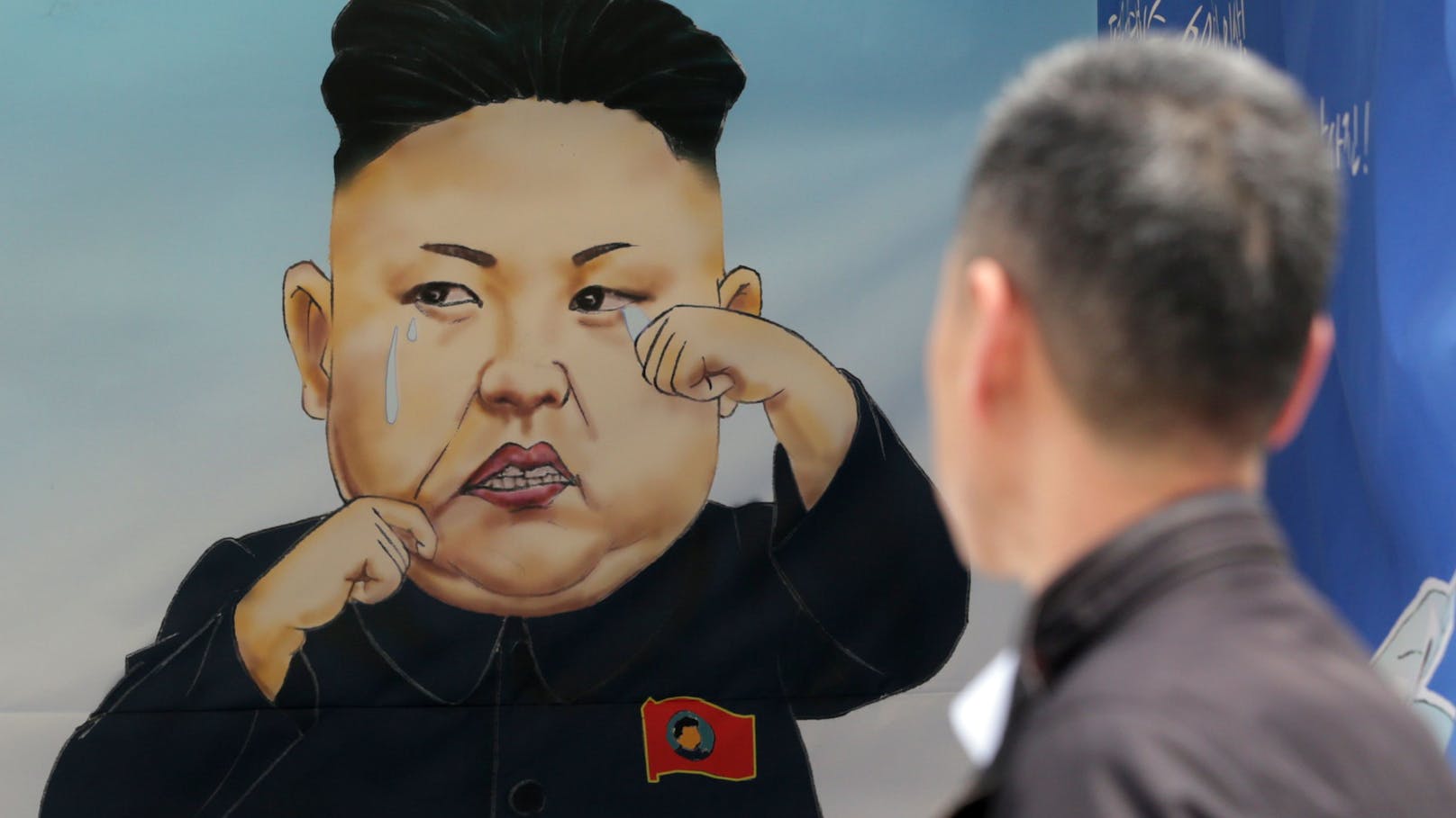 Das Bild des weinenden Kim Jong-un ist mittlerweile zur Karikatur geworden.