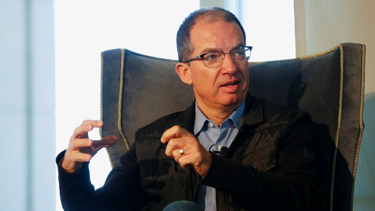 Moderna CEO Stephane Bancel speaks at the Boston College Chief Executives Club luncheon in Boston, Massachusetts, U.S., April 4, 2022. REUTERS/Katherine Taylor
