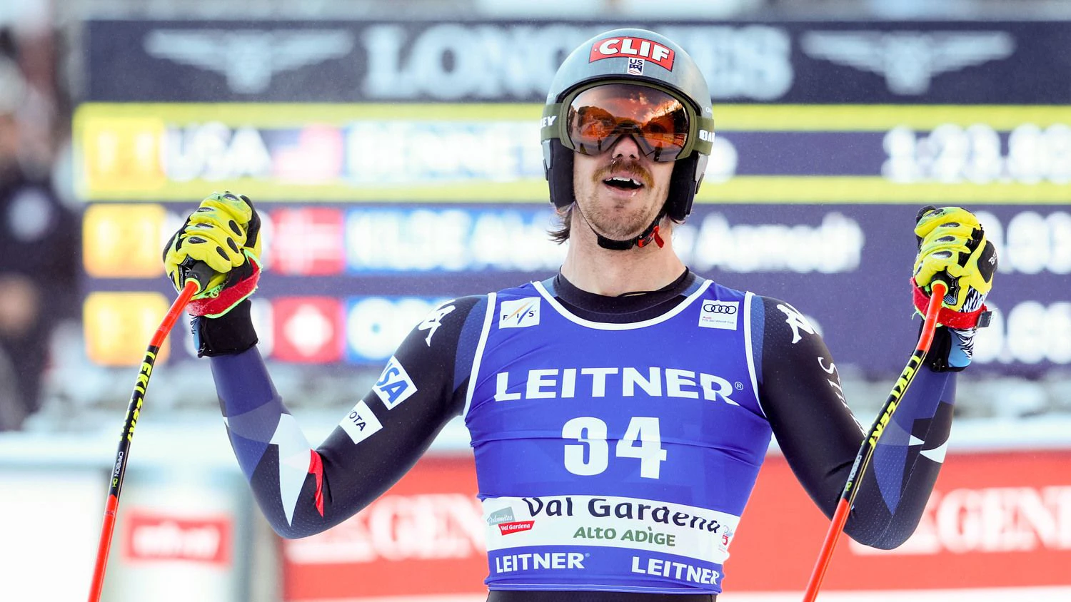 Bryce Bennett fährt sensationell zum Sieg in Gröden. 