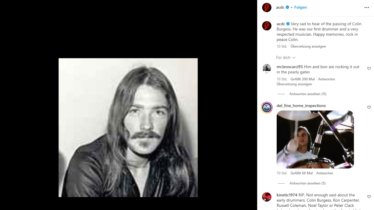 Große Trauer – AC/DC-Drummer Colin Burgess ist tot | Heute.at