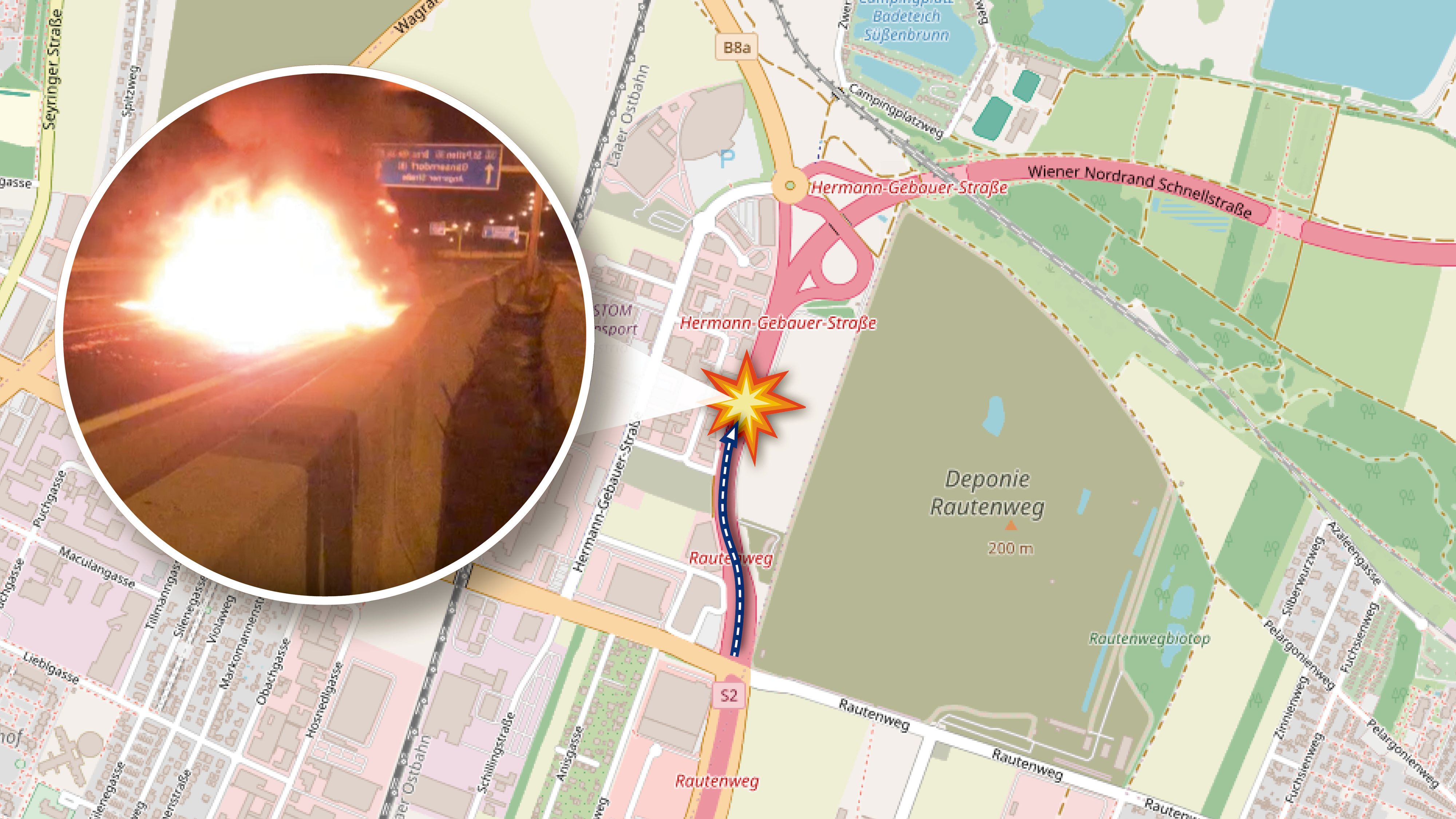 Genau hier kam es zum Unfall