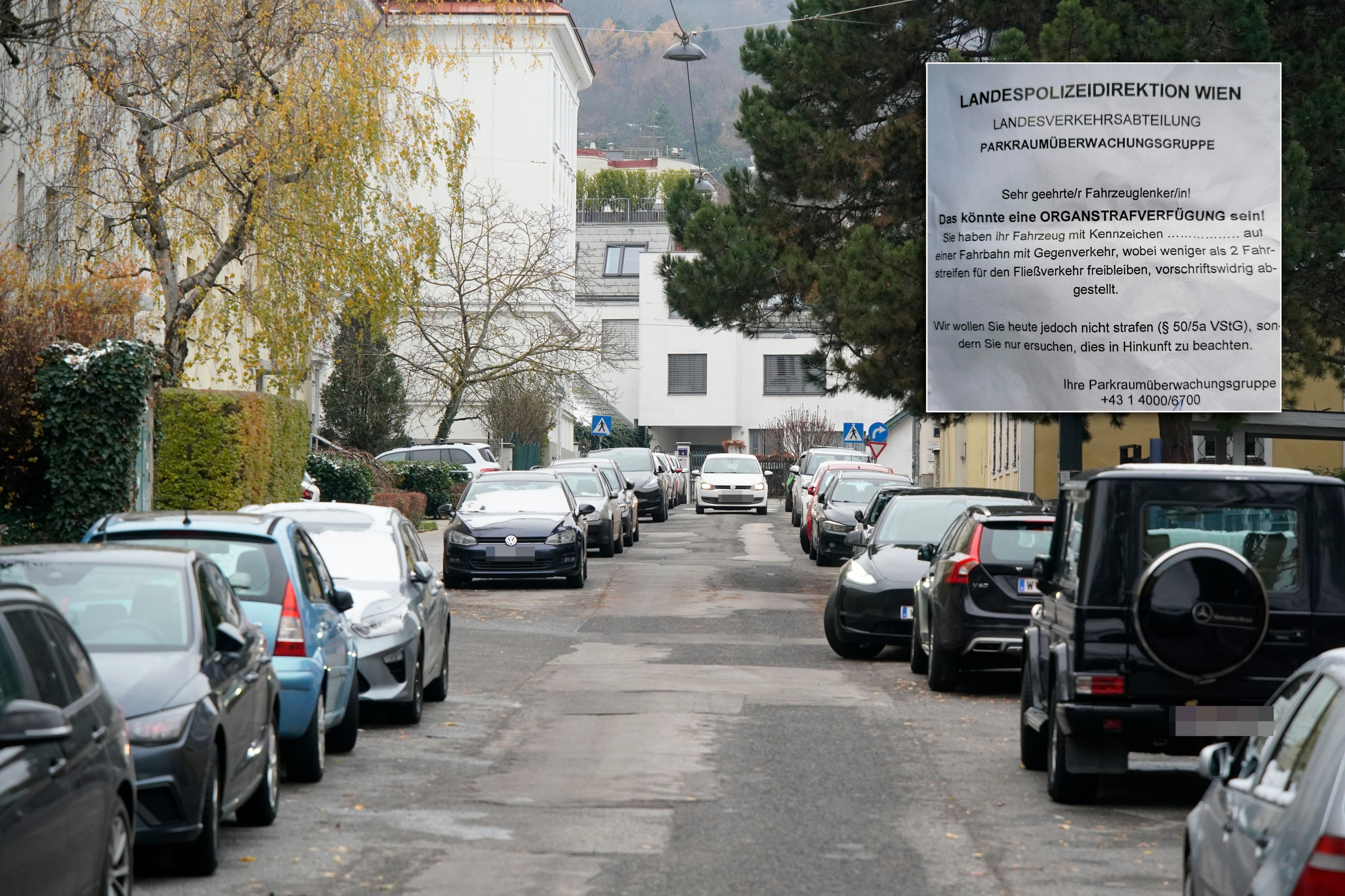 Die Bewohner der Trazerberggasse in Wien-Hietzing sind sauer. Ihre Straße darf nur mehr einseitig beparkt werden.