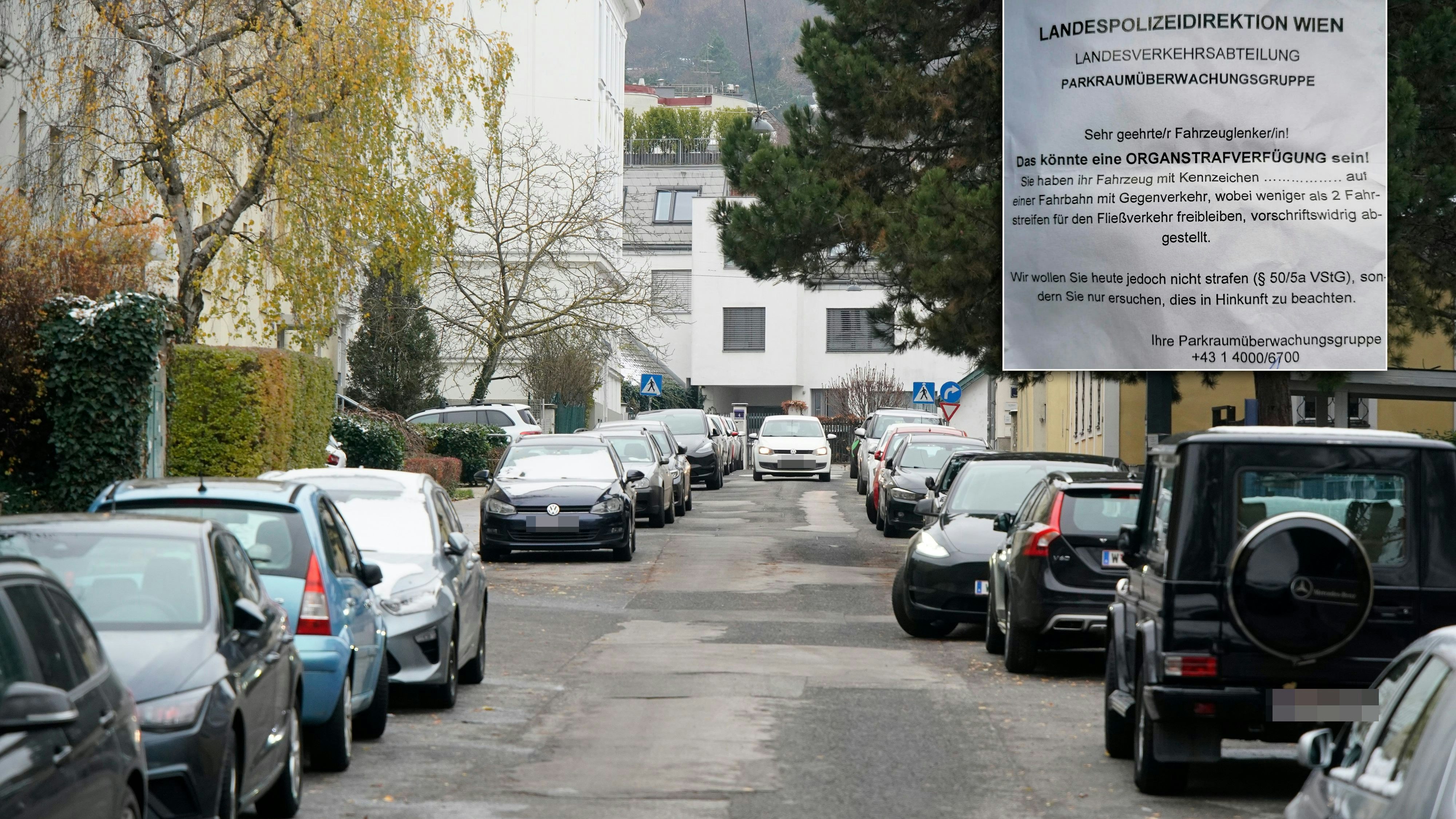 Die Bewohner der Trazerberggasse in Wien-Hietzing sind sauer. Ihre Straße darf nur mehr einseitig beparkt werden.