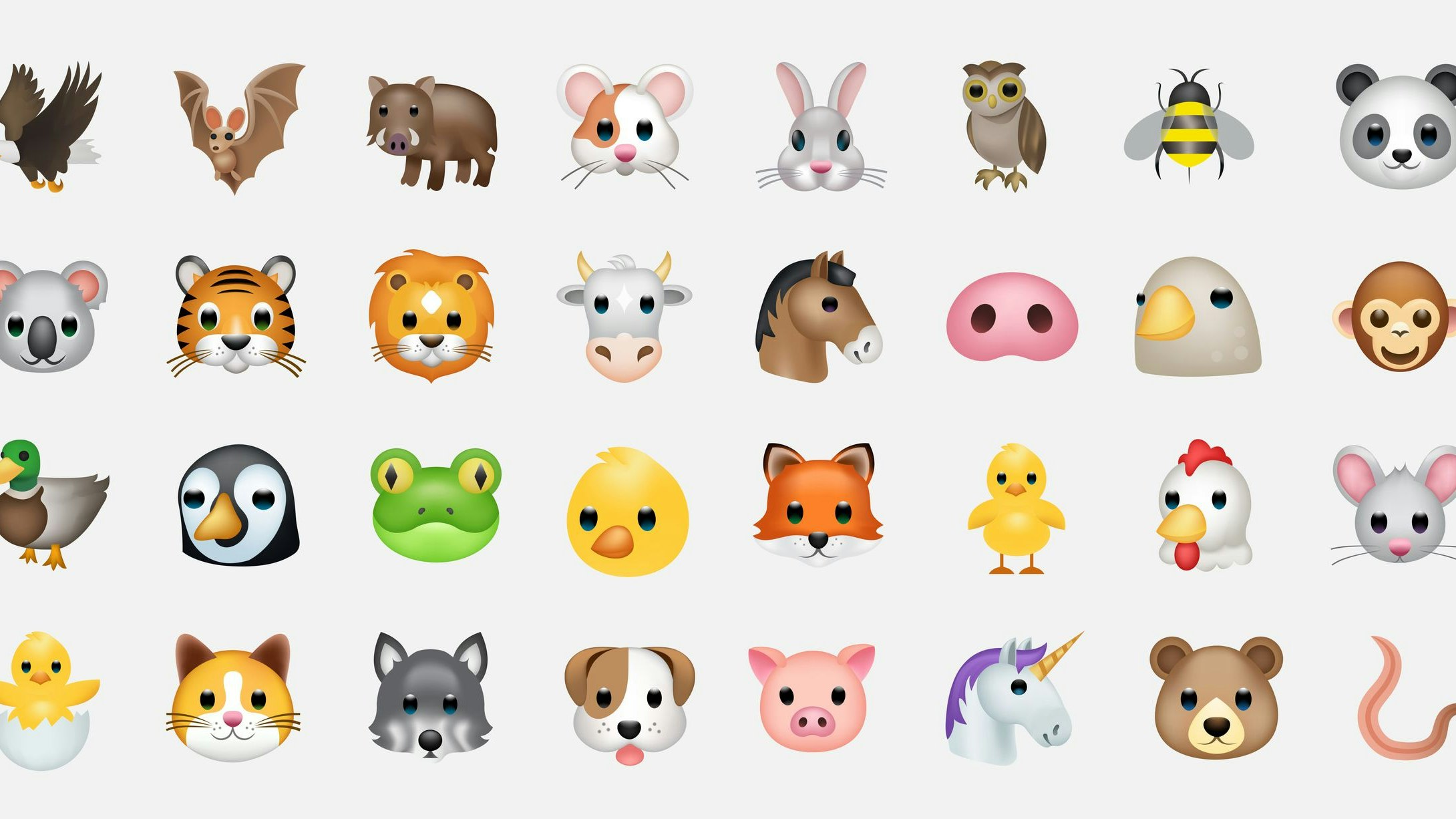 Set of animal faces, face emojis, stickers, emoticons. Animals vector emoji illustration set.