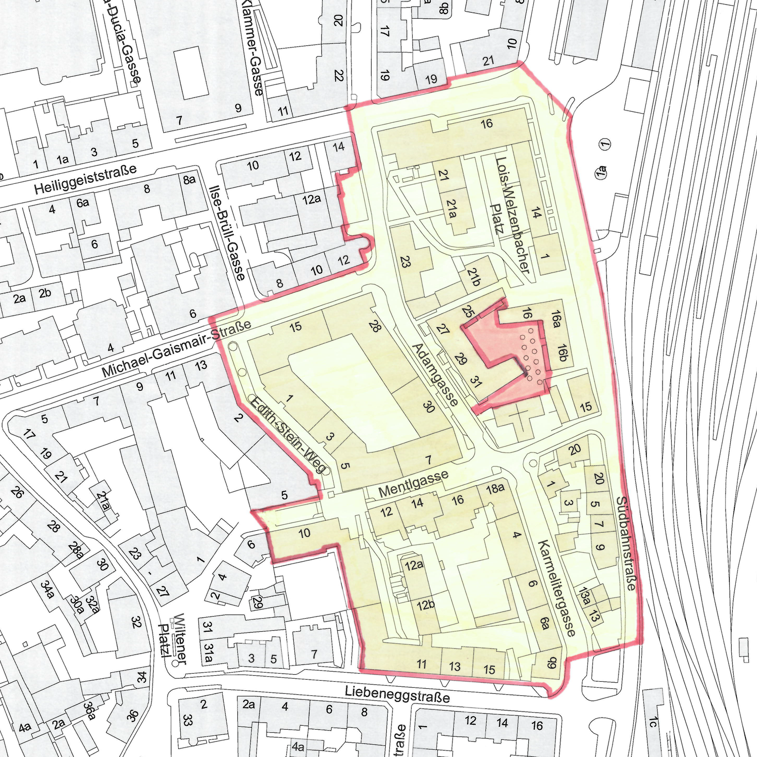 Die Sicherheitszone um die Mentlgasse in Innsbruck.