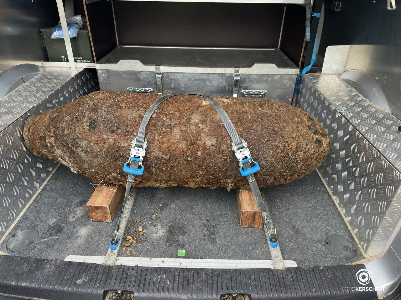 Diese Fliegerbombe wurde am Dienstag in Linz gefunden.